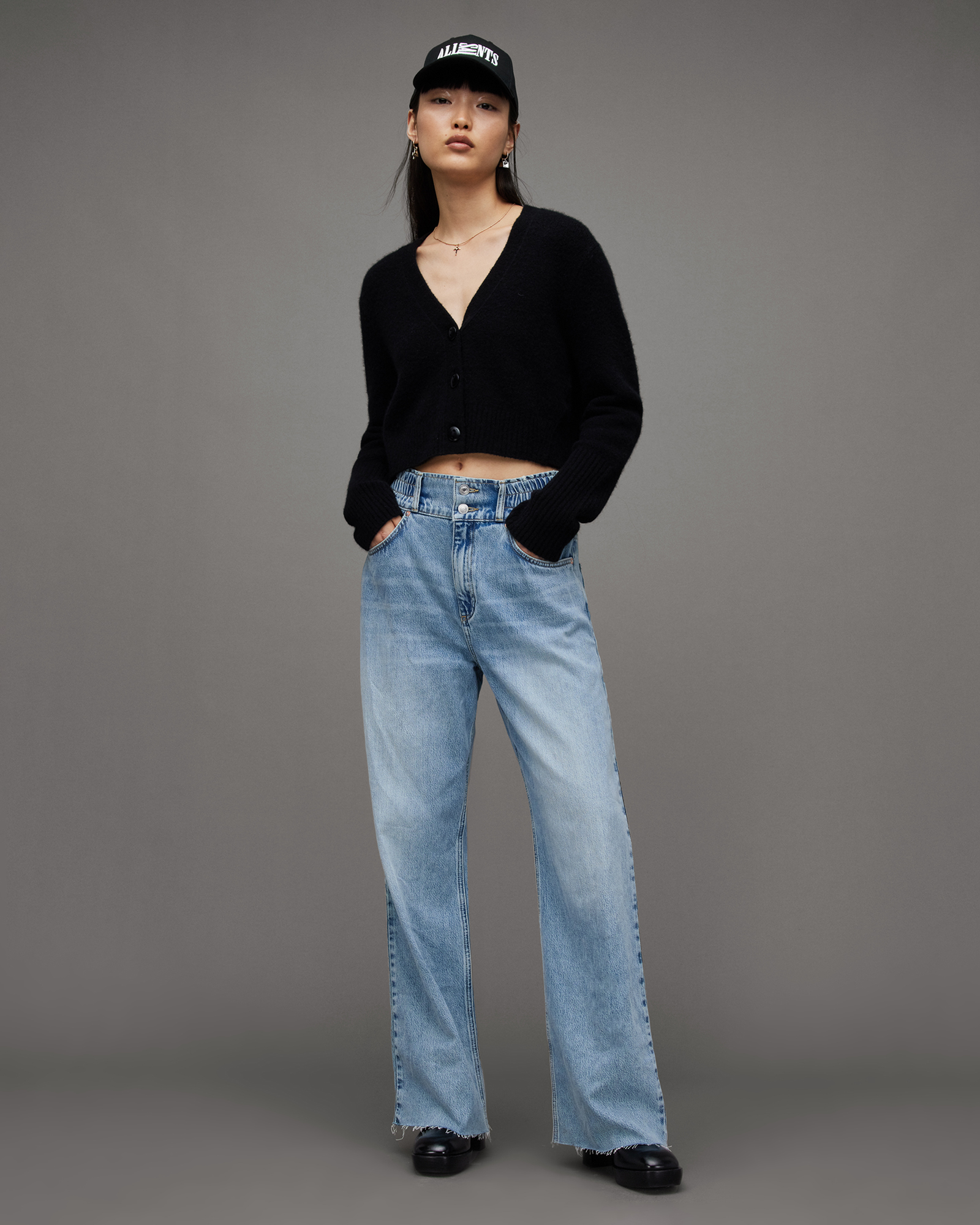 Hailey High-Rise Wide Leg Jeans Light Indigo | ALLSAINTS