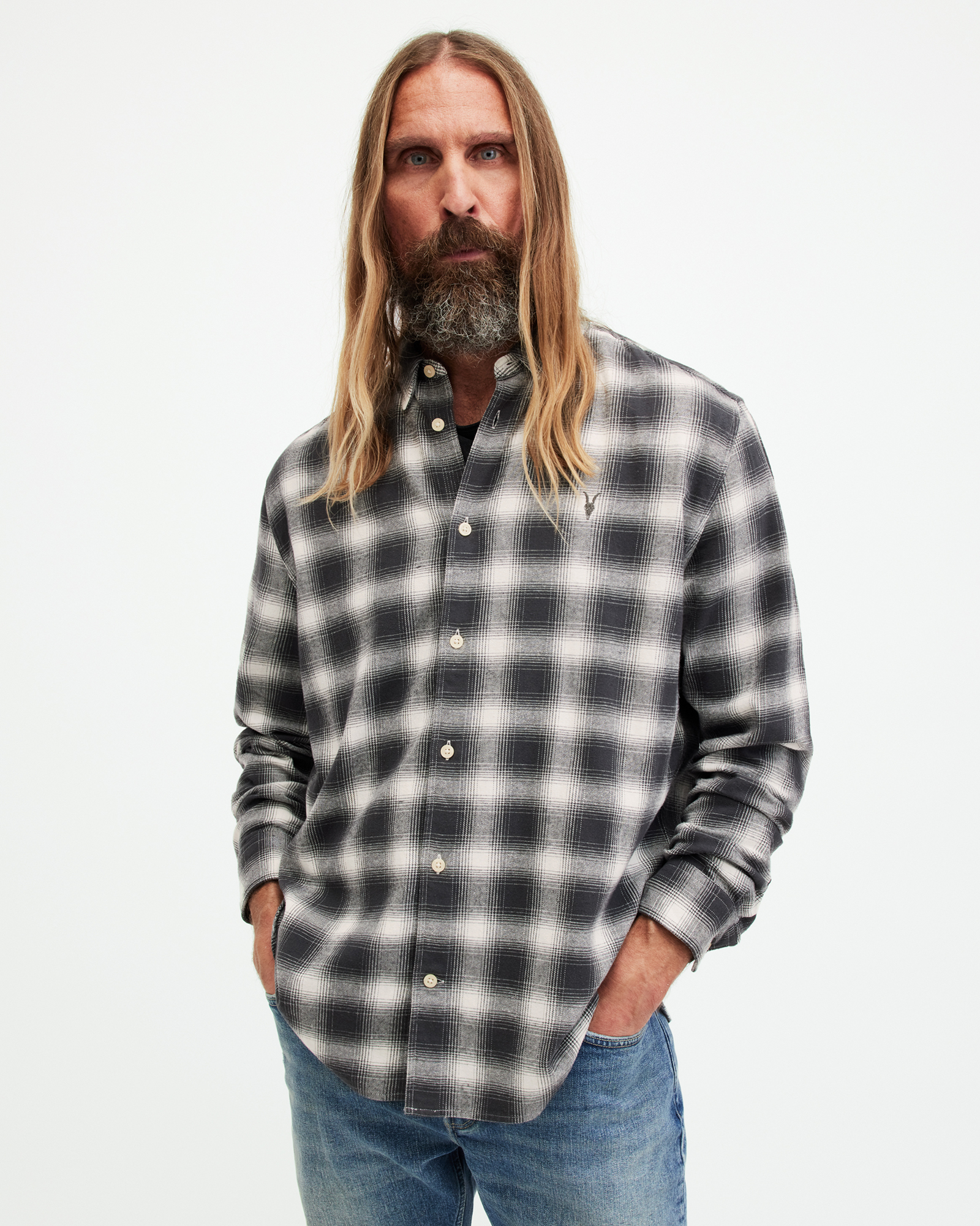 AllSaints Malpaso Checked Relaxed Fit Shirt