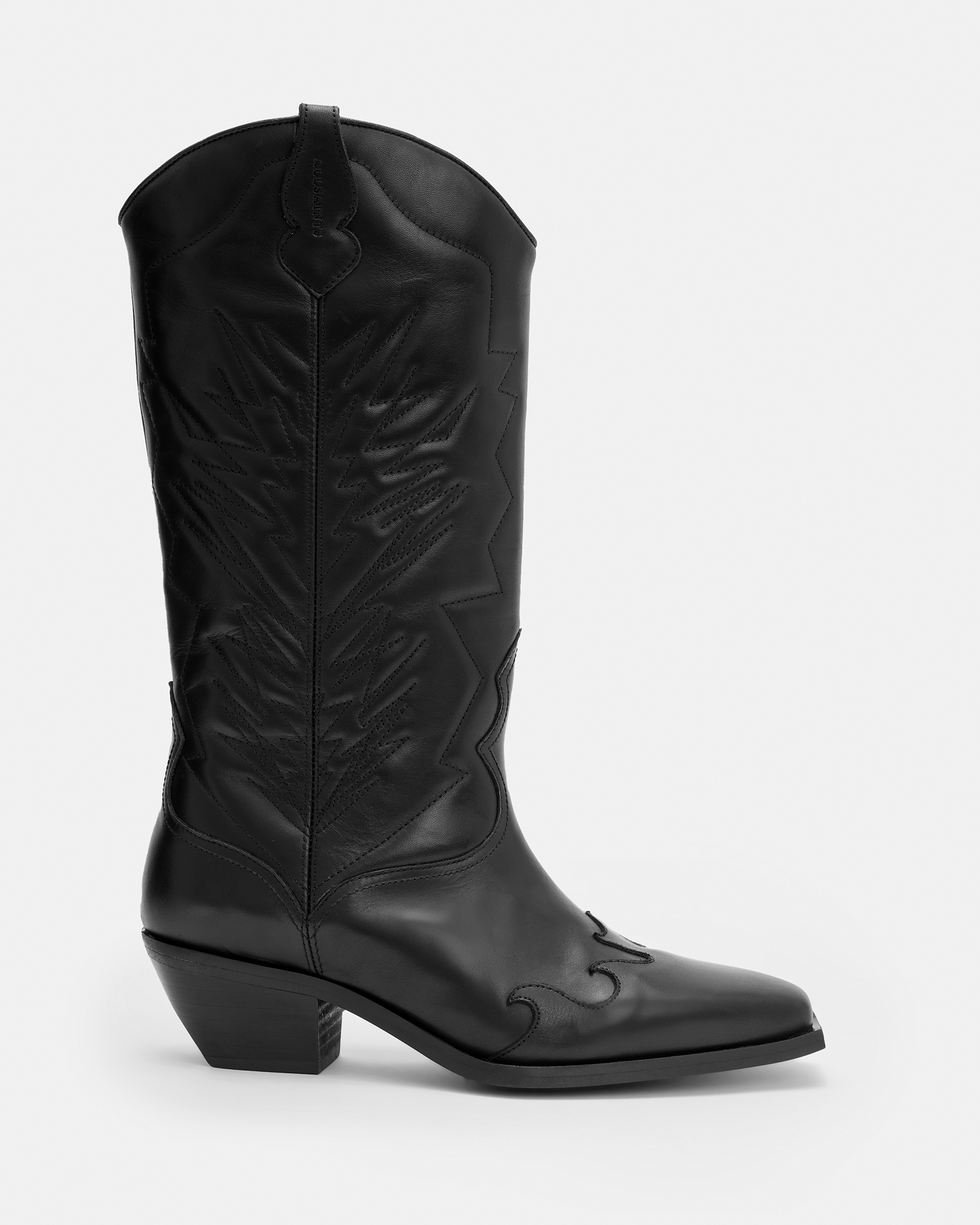Kacey Leather Cowboy Boots Black | ALLSAINTS