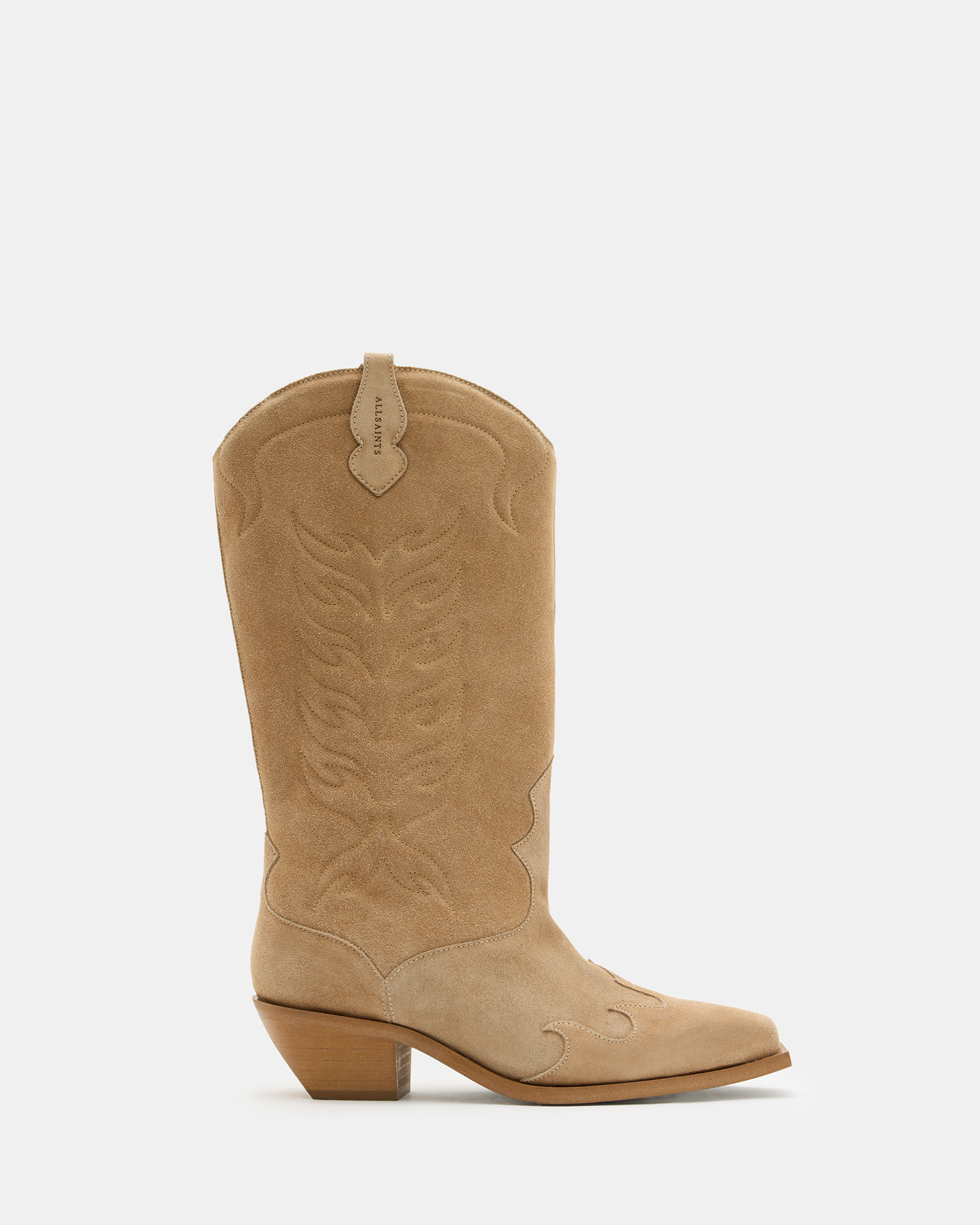 AllSaints Dolly Western Leather Boots,, OAK BEIGE