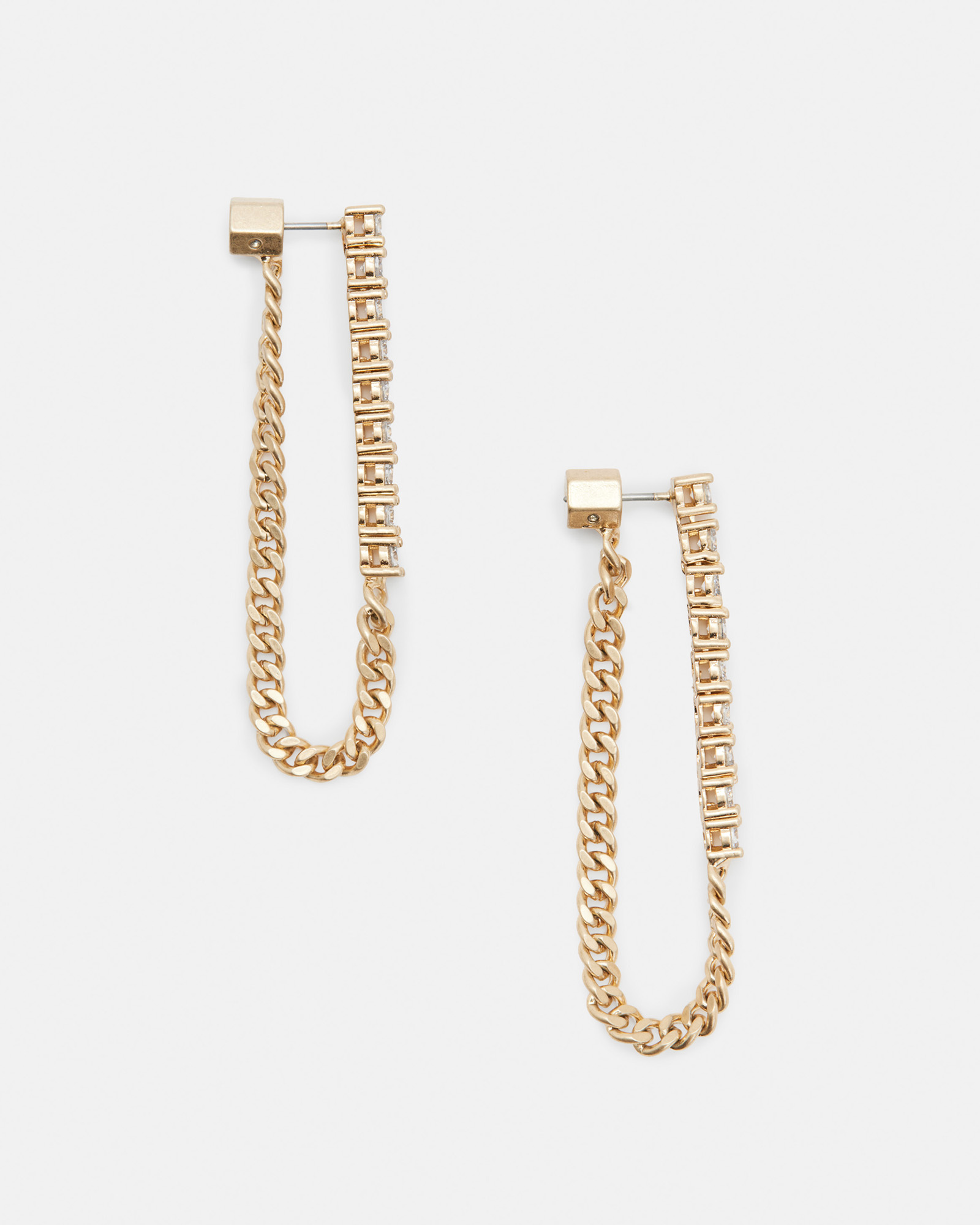 AllSaints Della Crystal Curb Chain Earrings