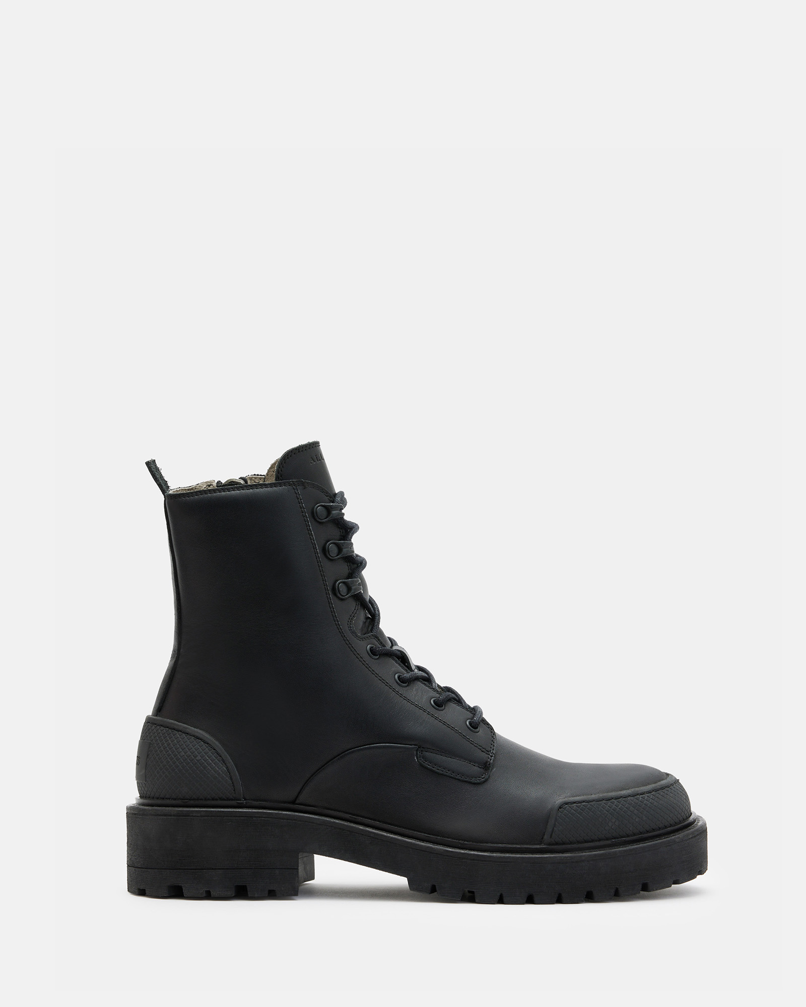 Allsaints Mudfox Lace Up Chunky Leather Boots In Black
