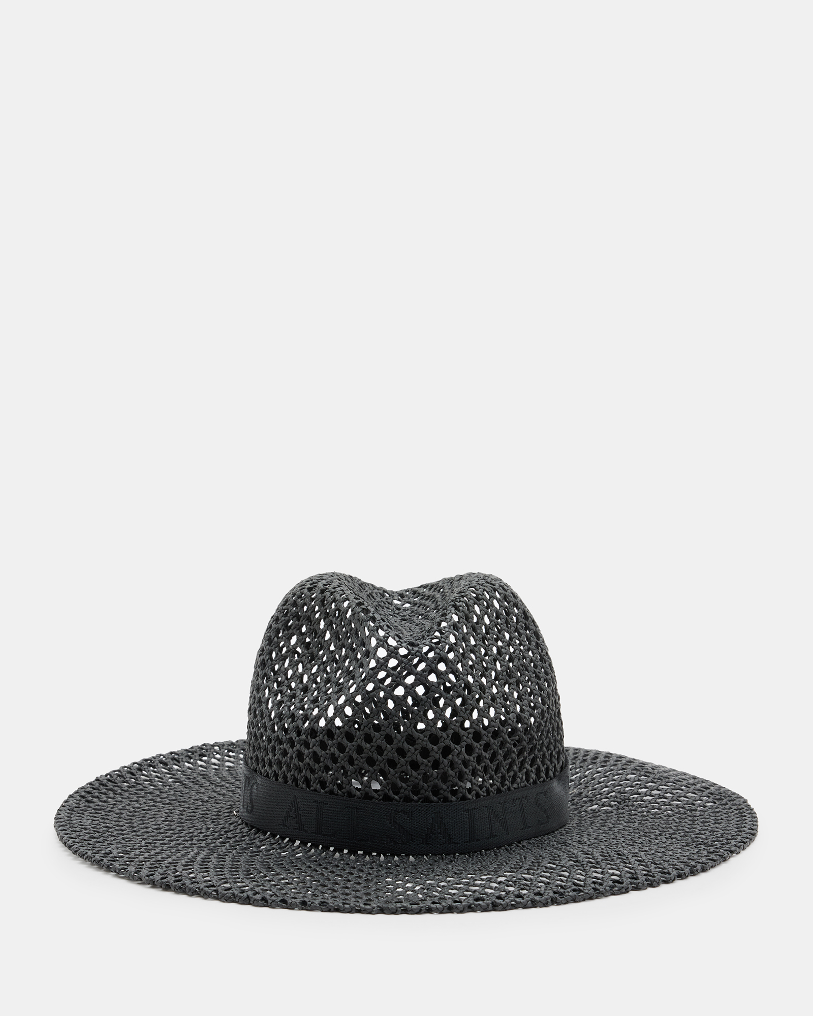 Shop Allsaints Suvi Straw Fedora Hat In Black