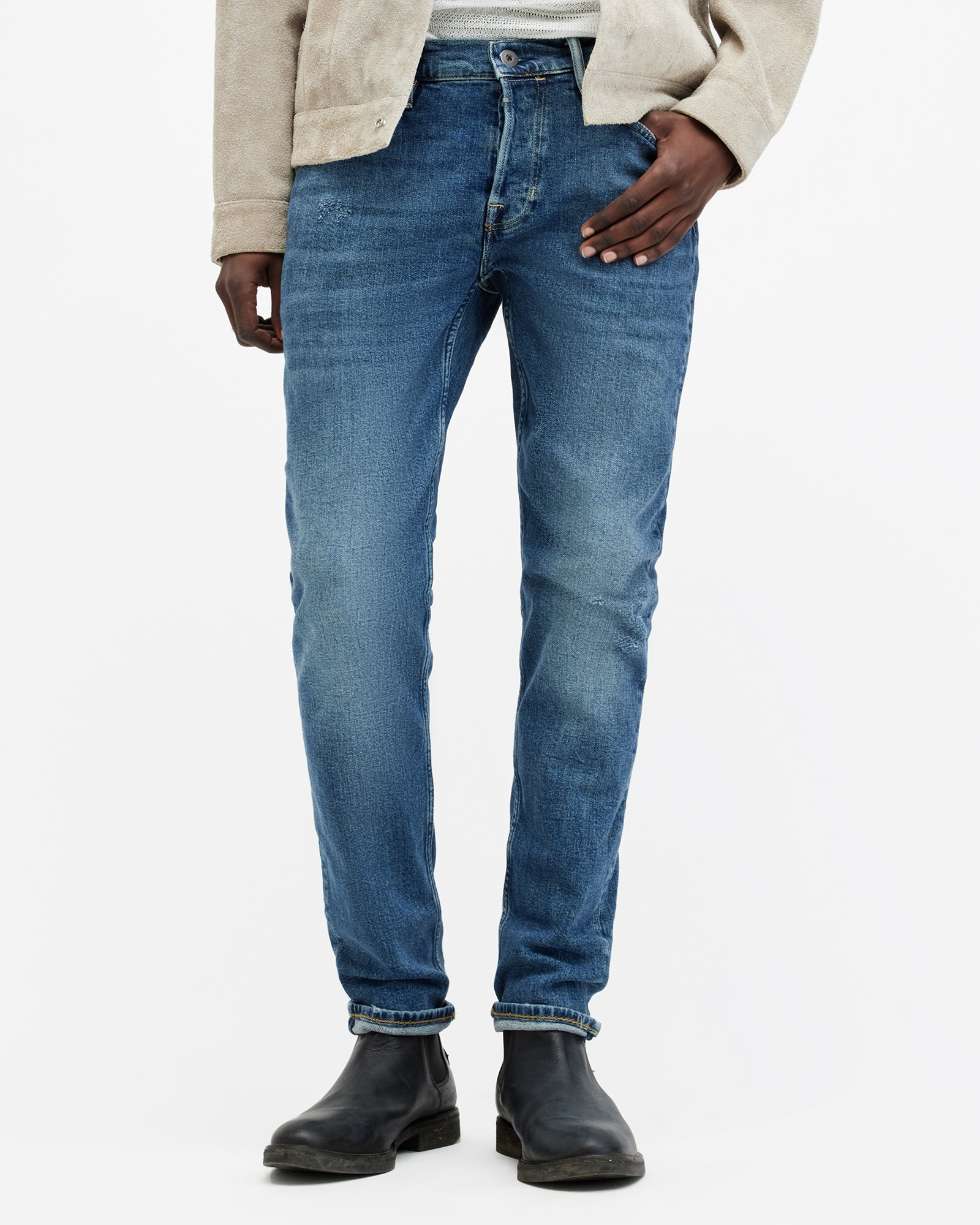AllSaints Rex Slim Fit Stretch Denim Jeans,, Dirty Indigo