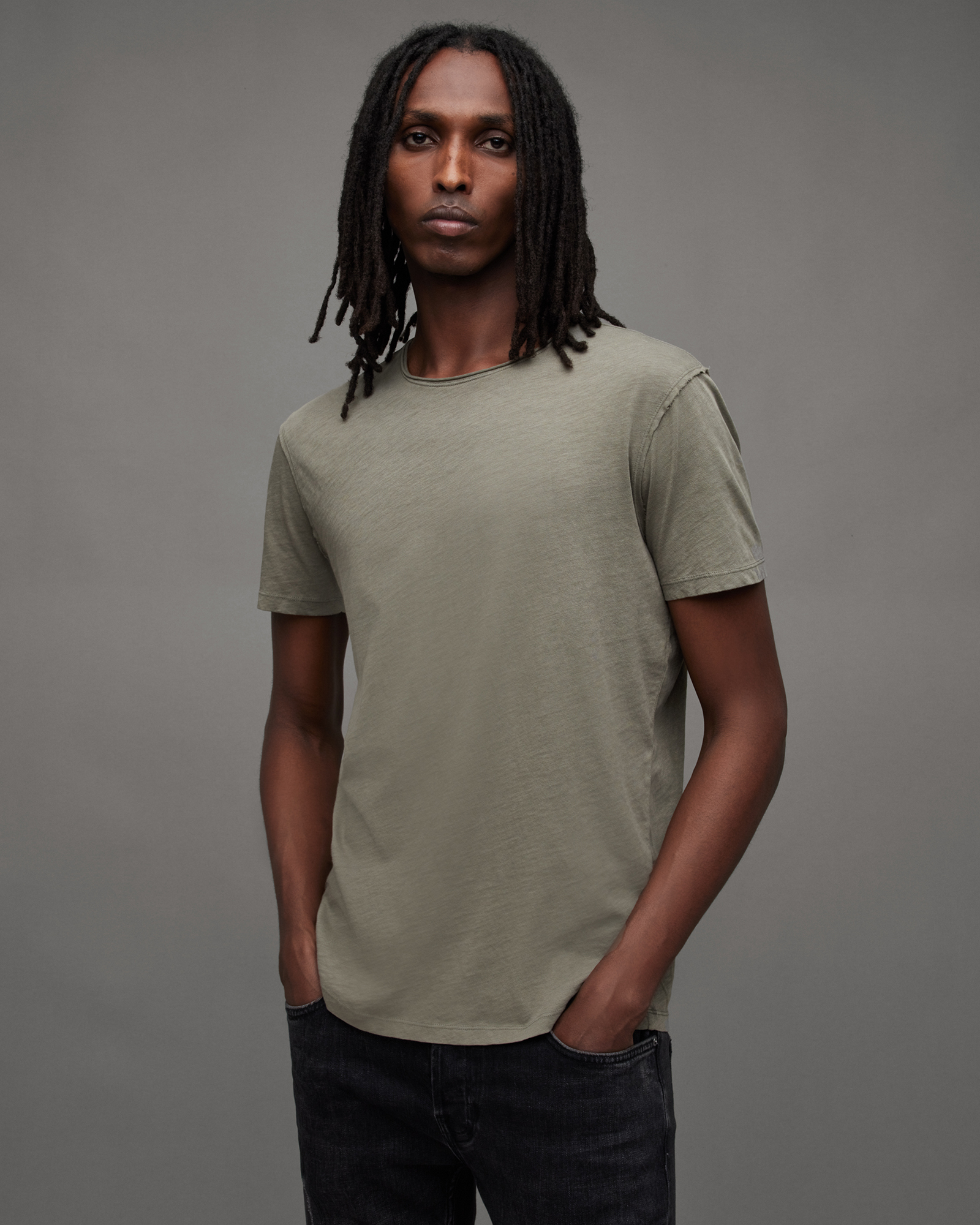 AllSaints Figure Crew Neck Raw Edge T-Shirt