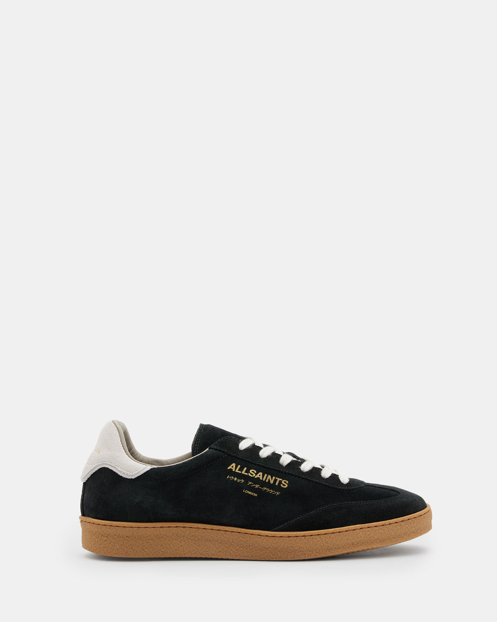 AllSaints Thelma Suede Low Top Trainers,, Black/White