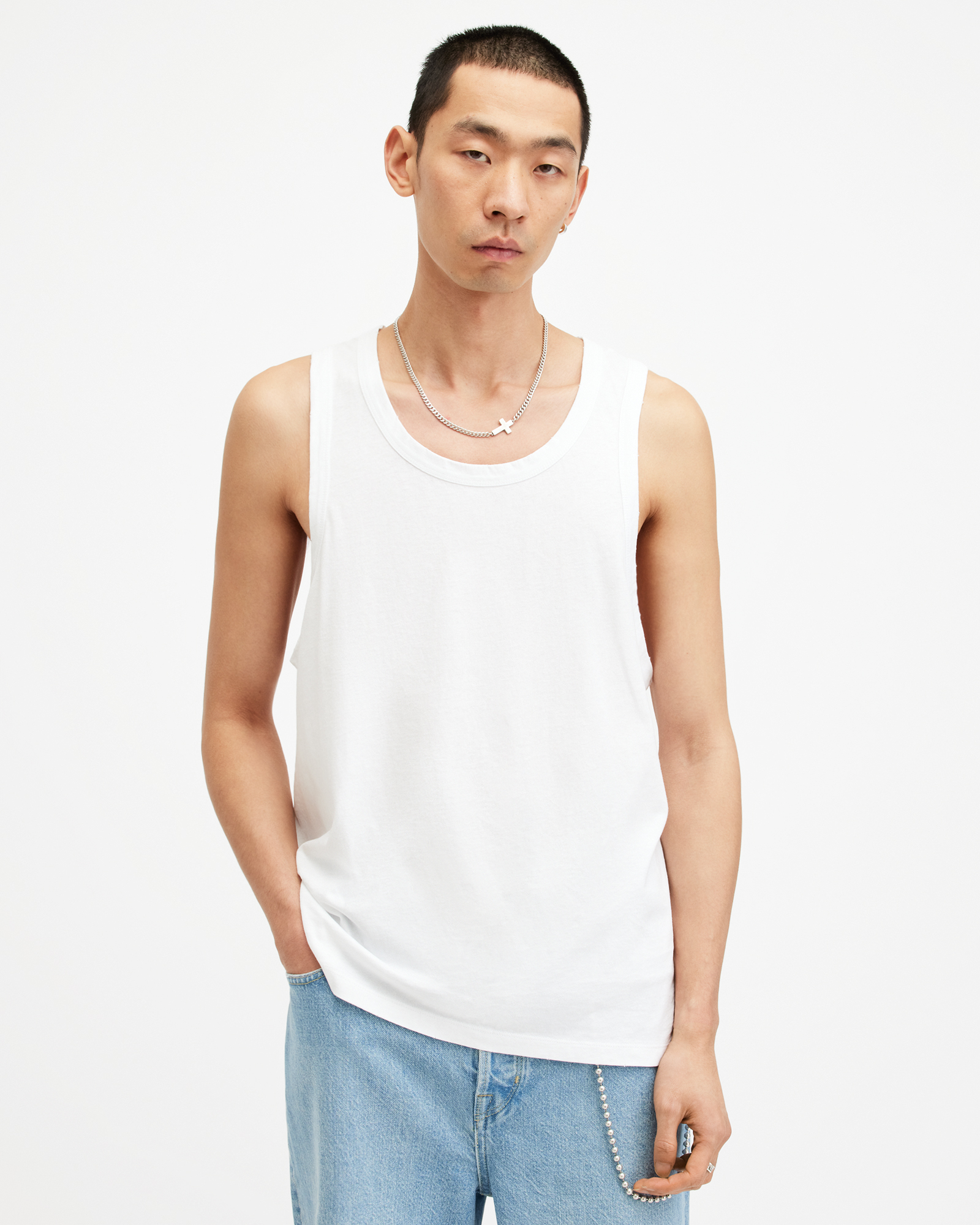 AllSaints Kendrick Relaxed Fit Vest Top,, Optic White