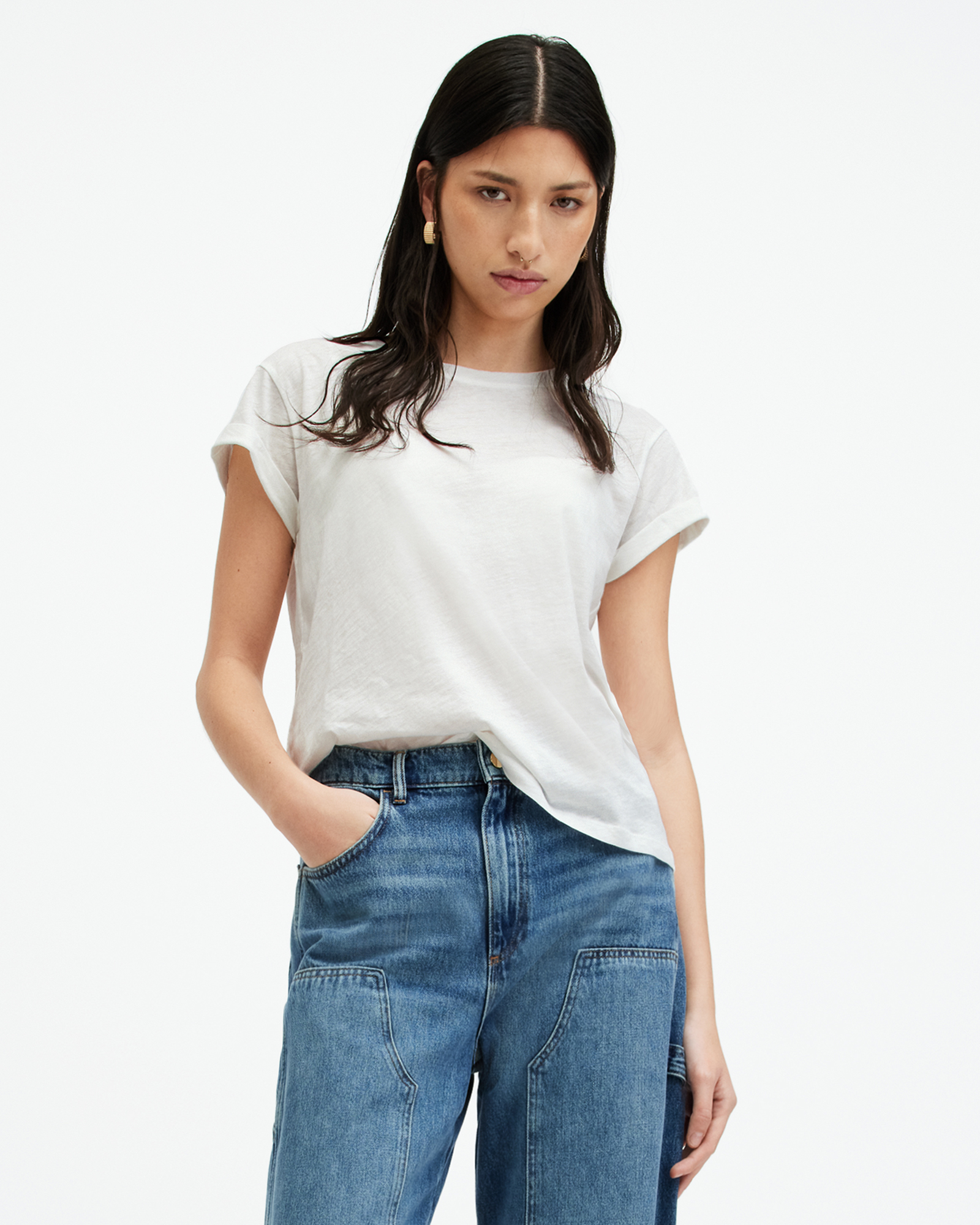AllSaints Women's Cotton Regular Fit Anna T-Shirt, White, Size: 6