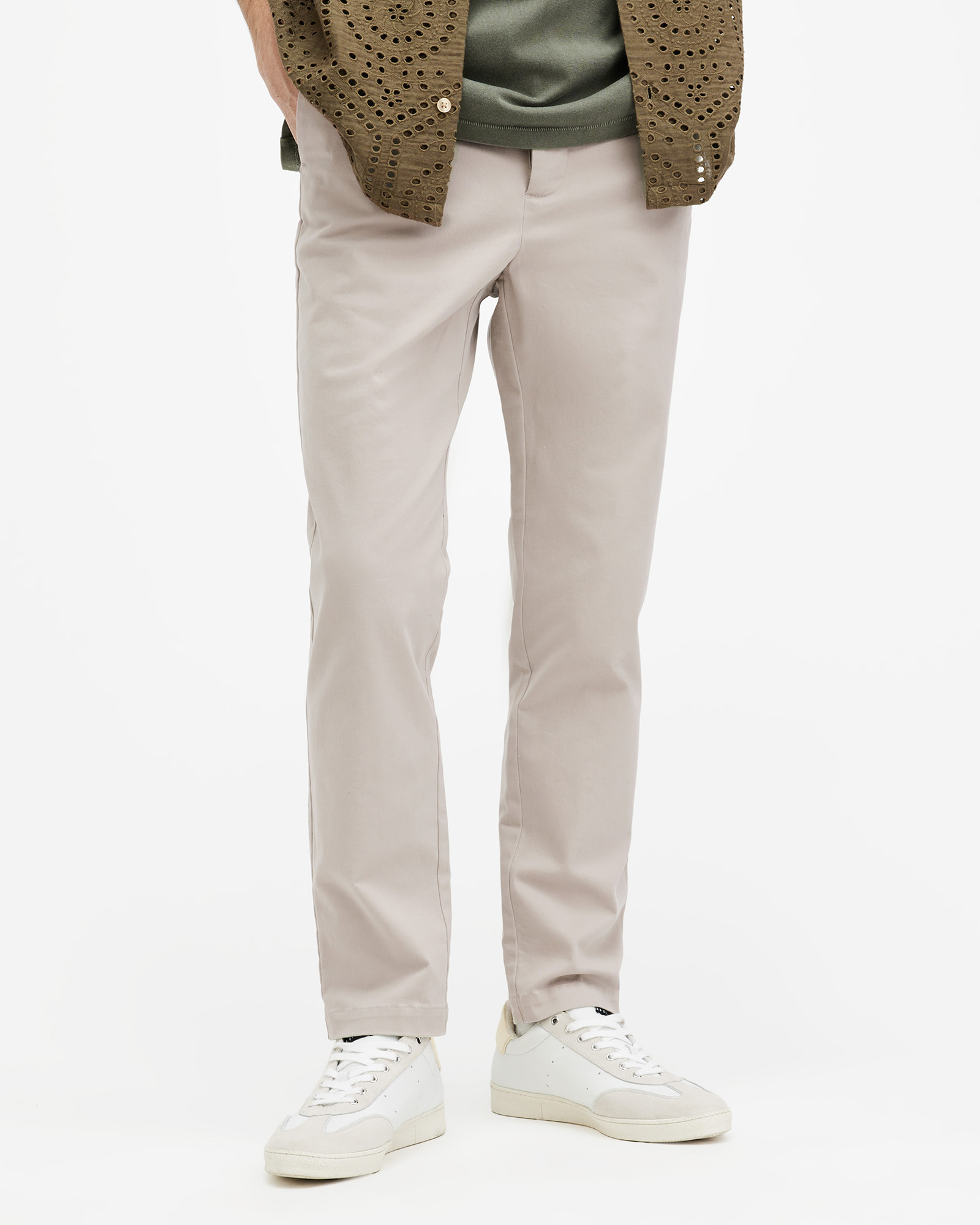 AllSaints Walde Skinny Fit Chino Trousers,, Grey