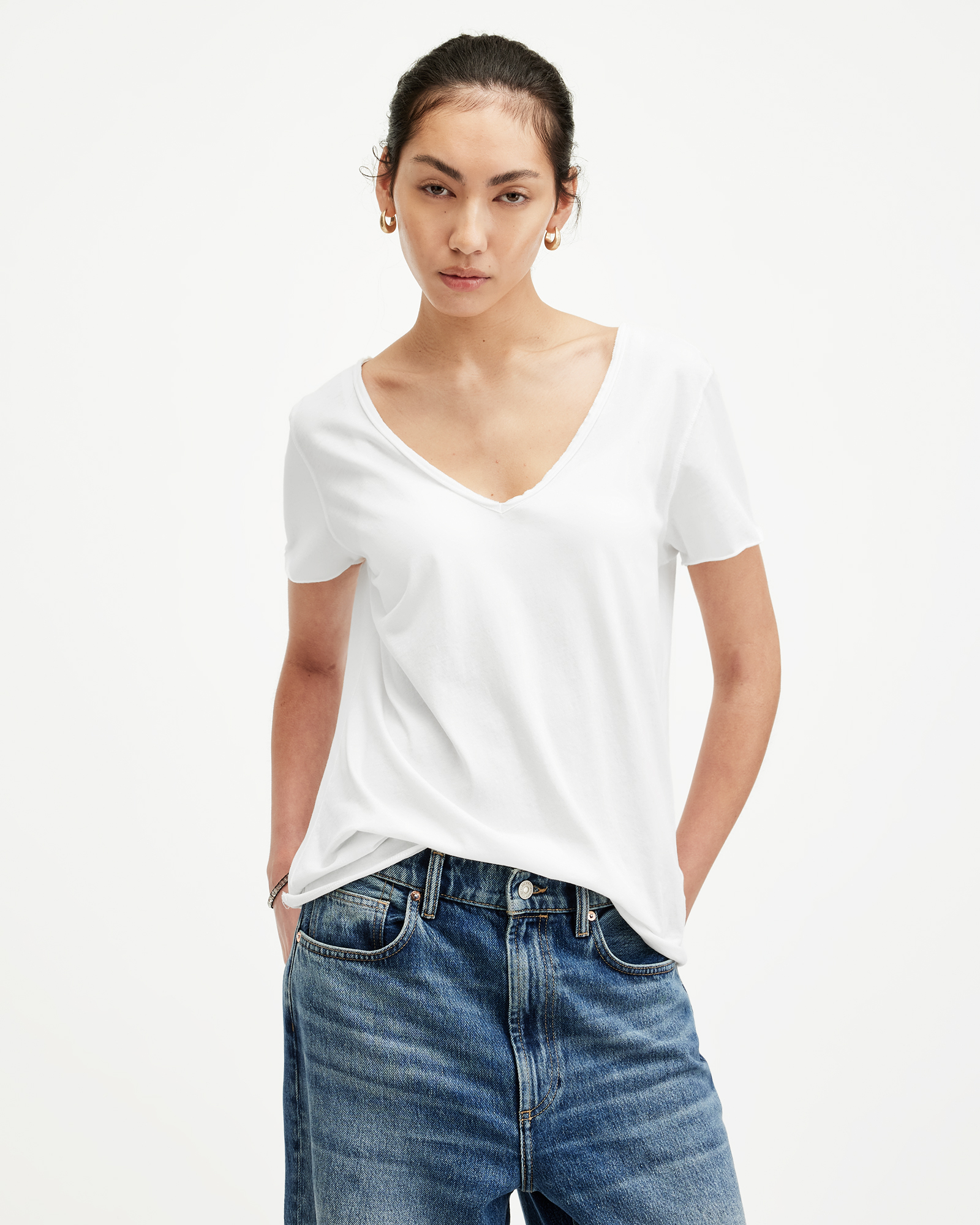 AllSaints Women's Cotton Regular Fit Emelyn Tonic Short Sleeve T-Shirt, White, Size: XS