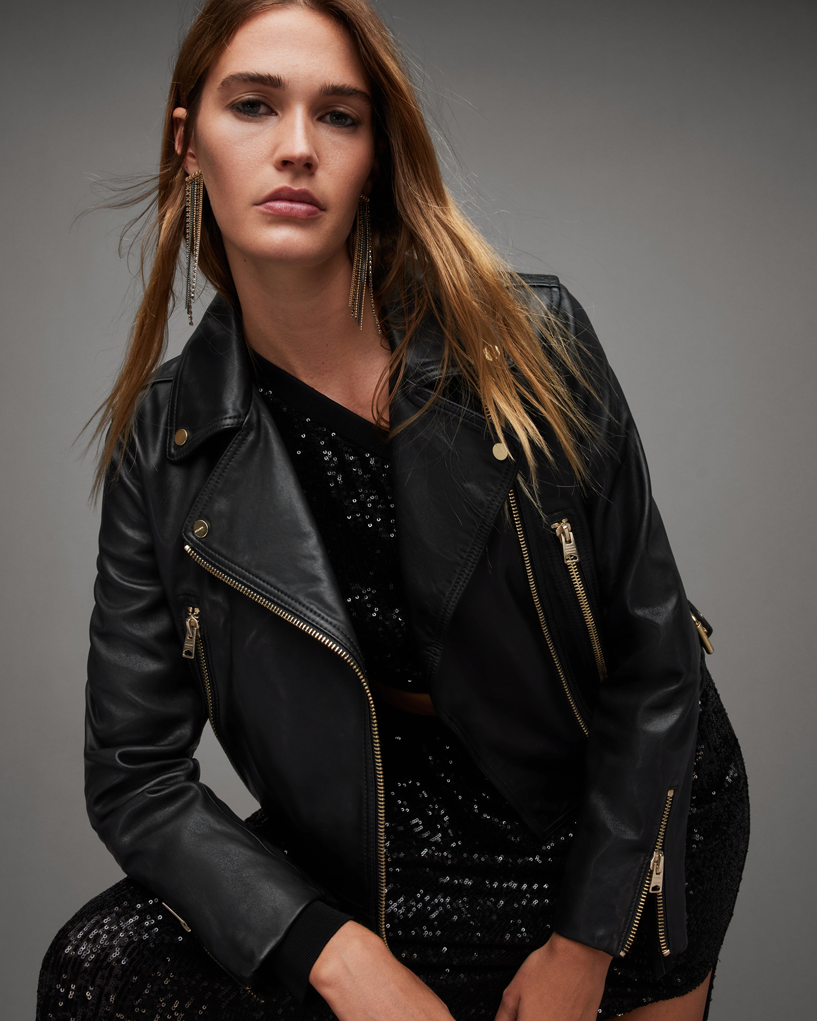 Allsaints Beale Slim Fit Leather Biker Jacket In Black | ModeSens