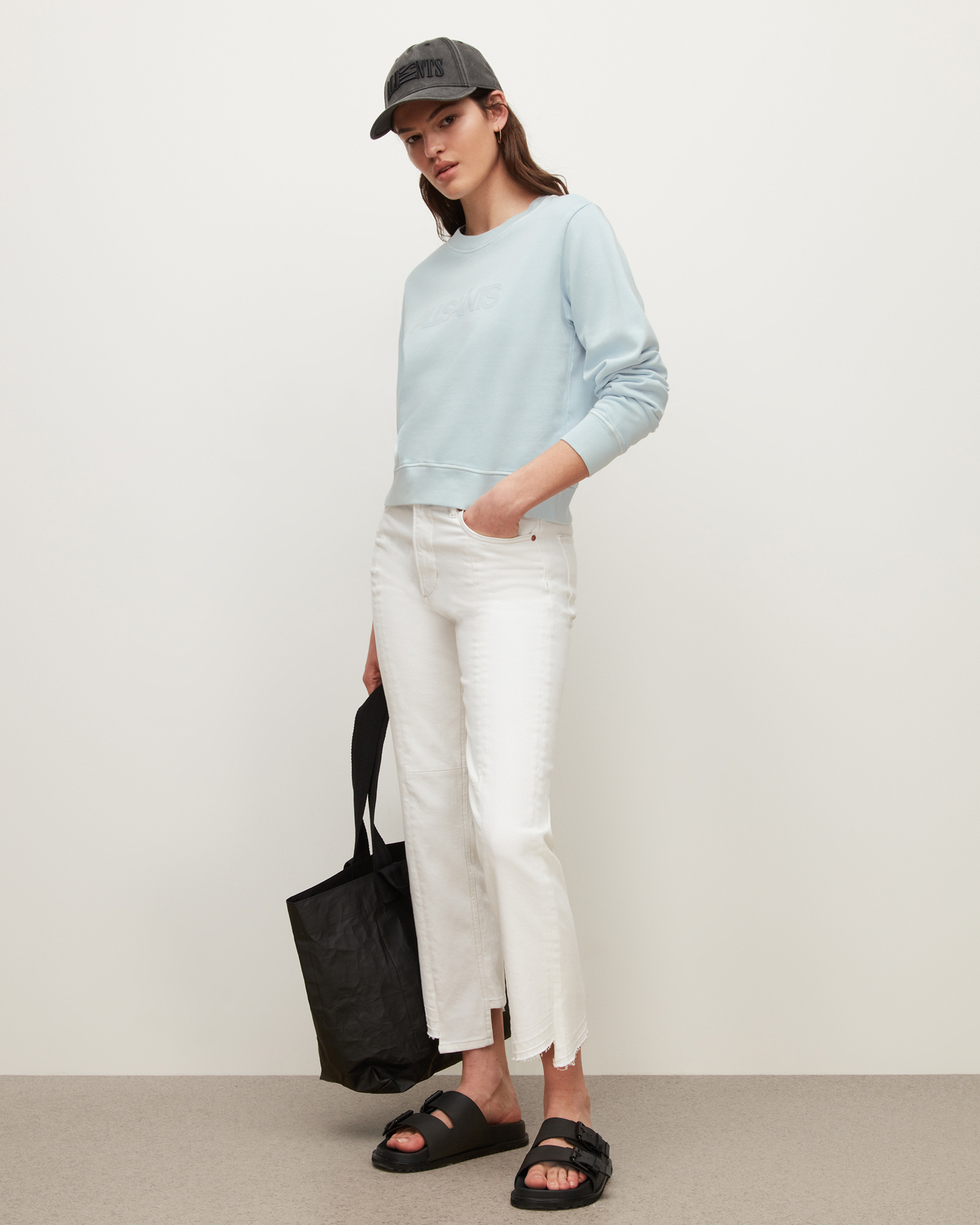 AllSaints Women's Cotton Regular Fit Tessa Punch Sweatshirt, Blue, Size: XS