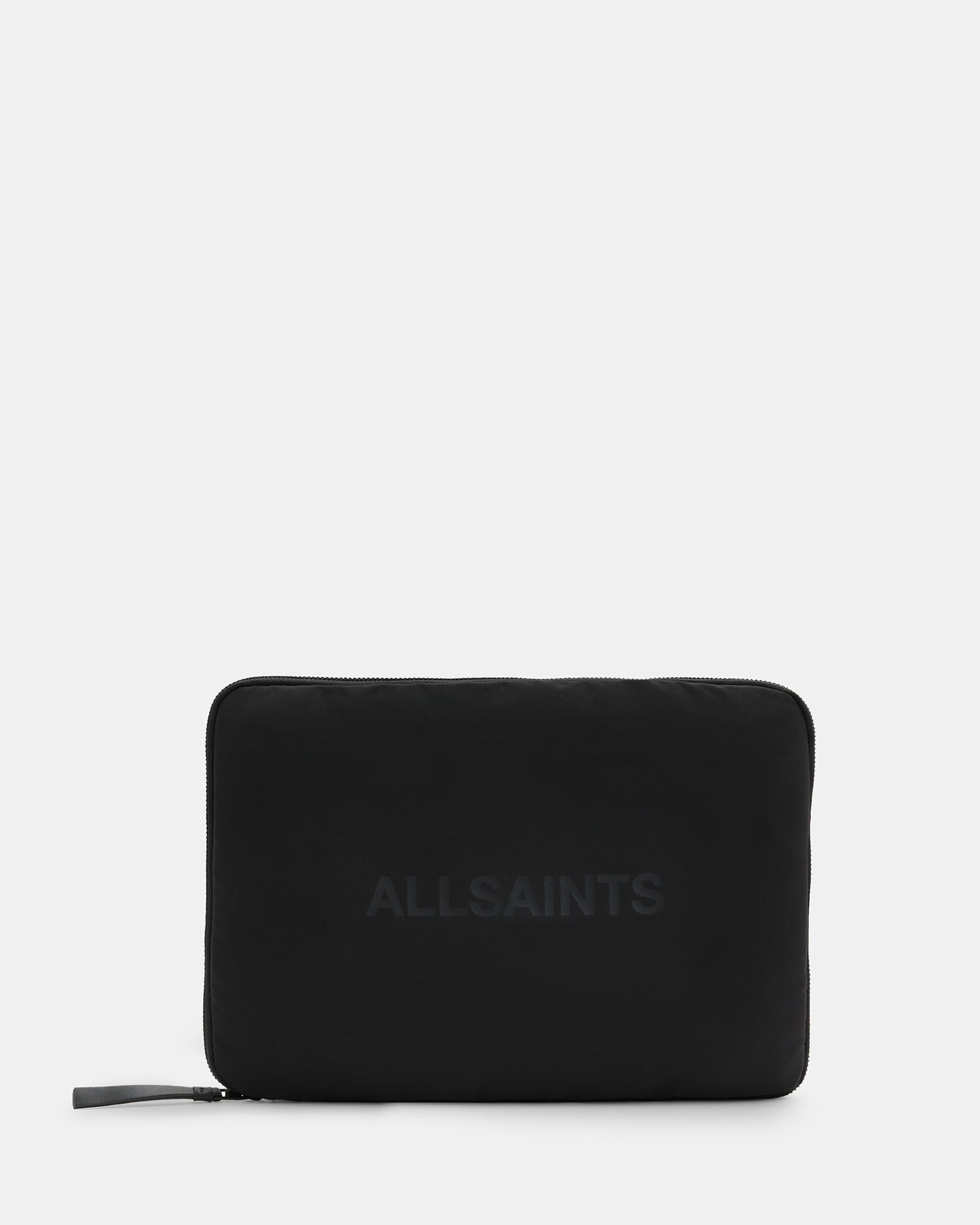 AllSaints Saff Leather Embossed Logo Laptop Case,, Black