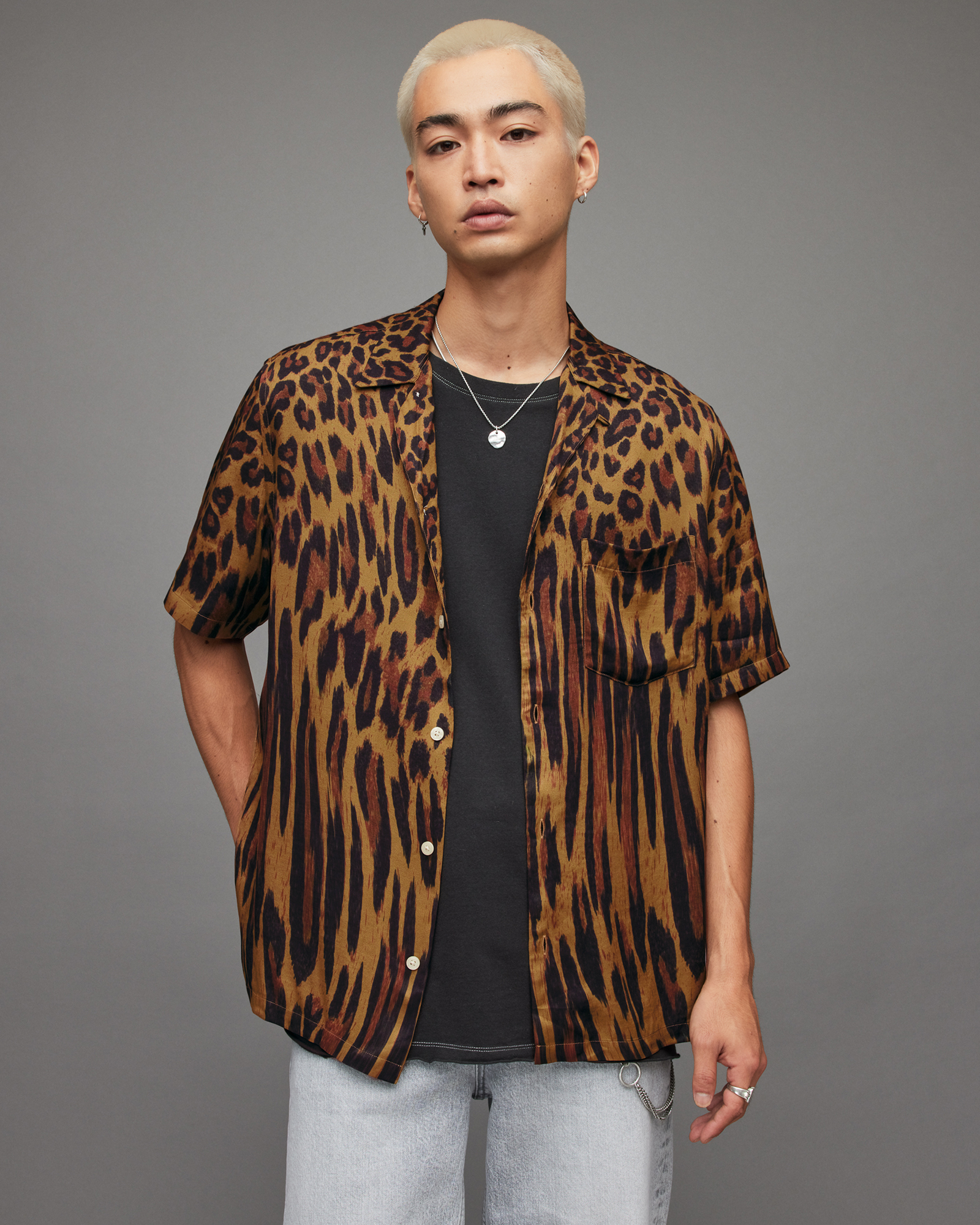 AllSaints Distortion Leopard Print Shirt