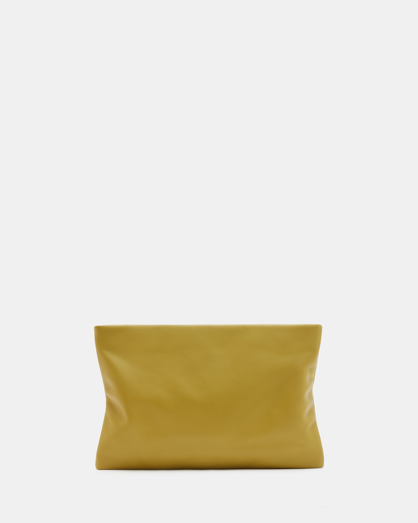 Allsaints Bettina Leather Clutch Bag In Sap Green