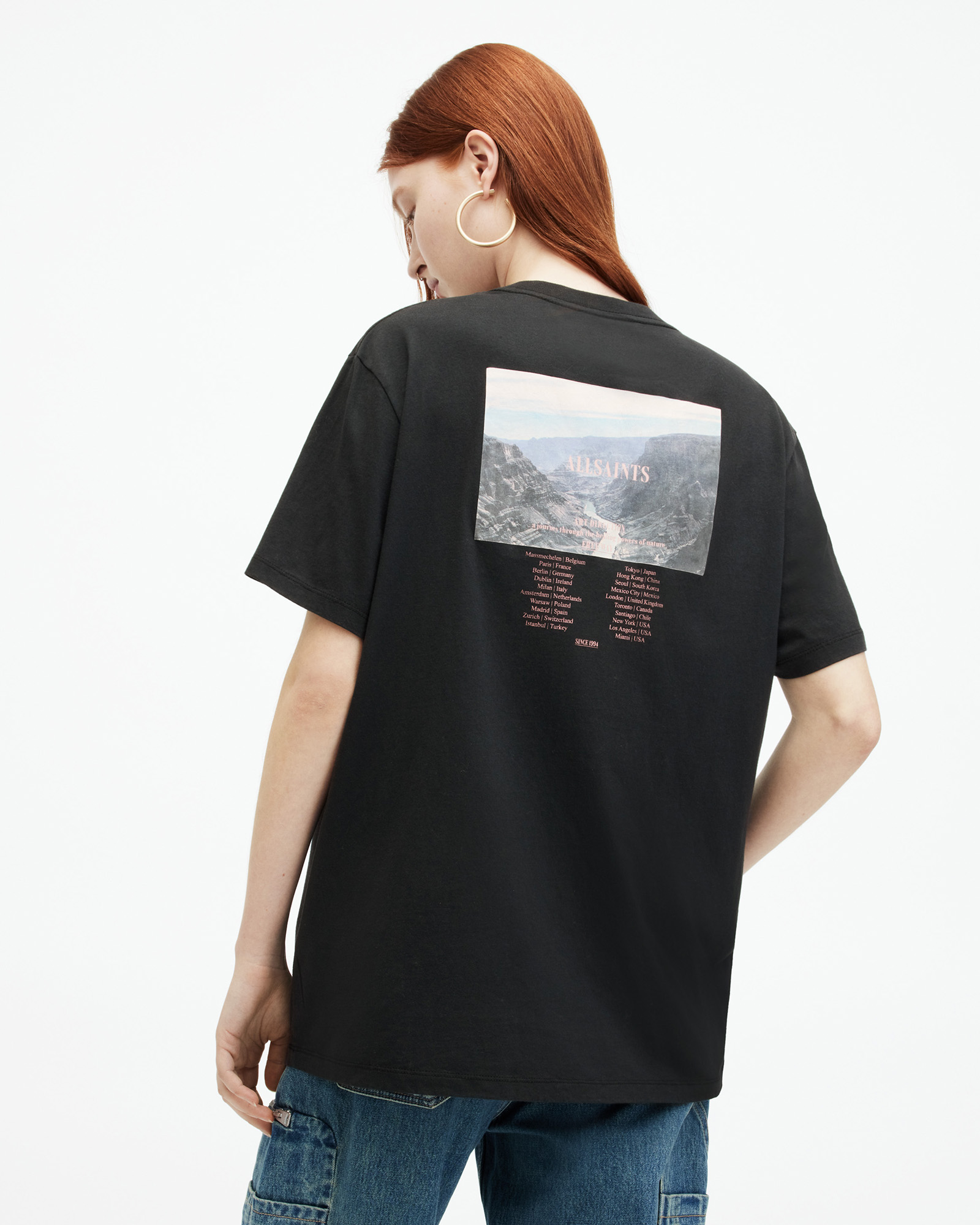 Allsaints Credi Printed Boyfriend T-shirt In Black