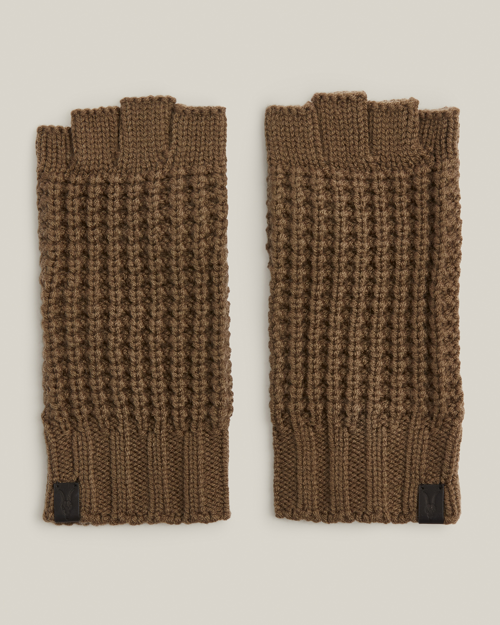 AllSaints Men's Knitted Nevada Fingerless Gloves, Brown, Size: One Size