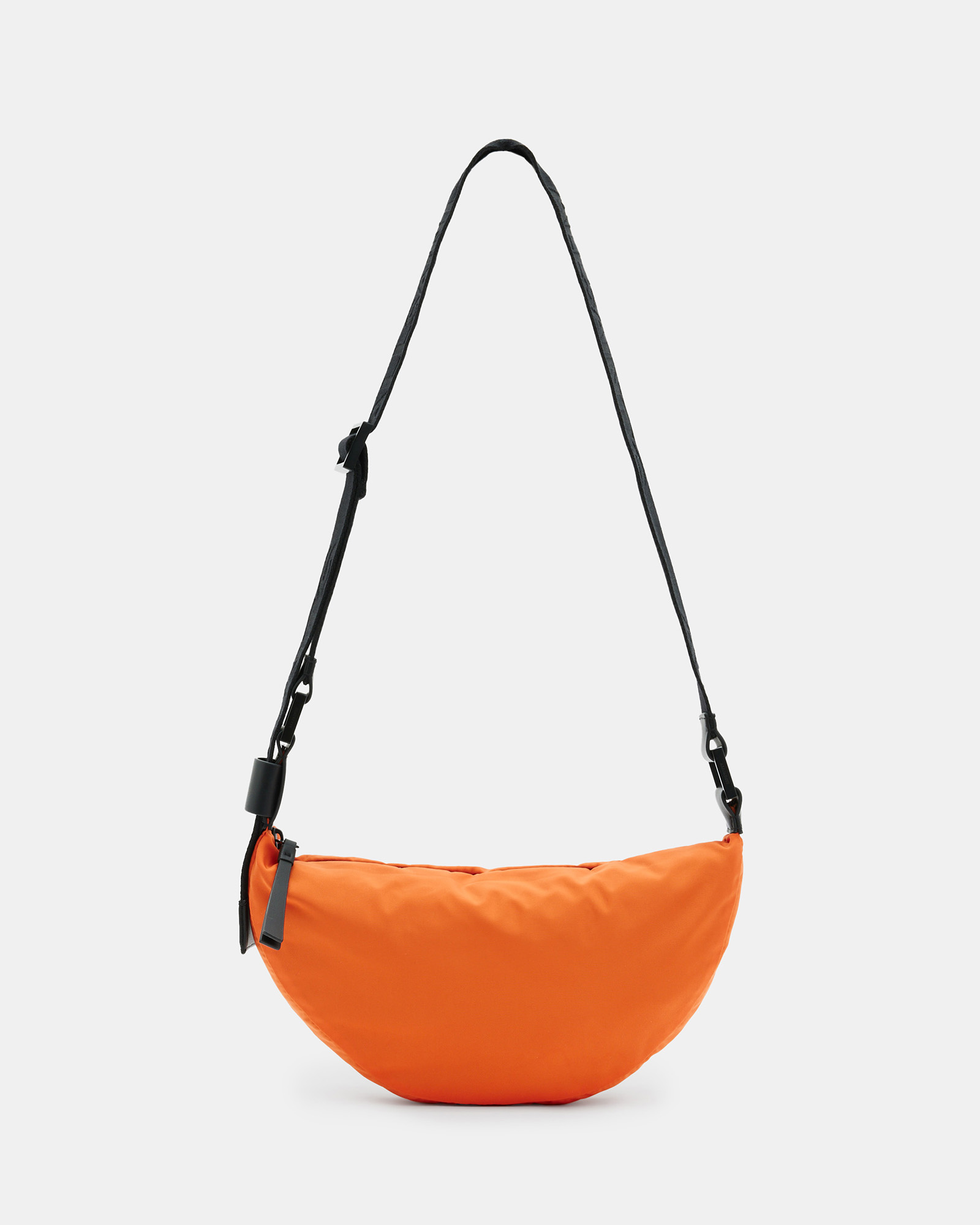 Allsaints Half Moon Recycled Crossbody Bag In Orange