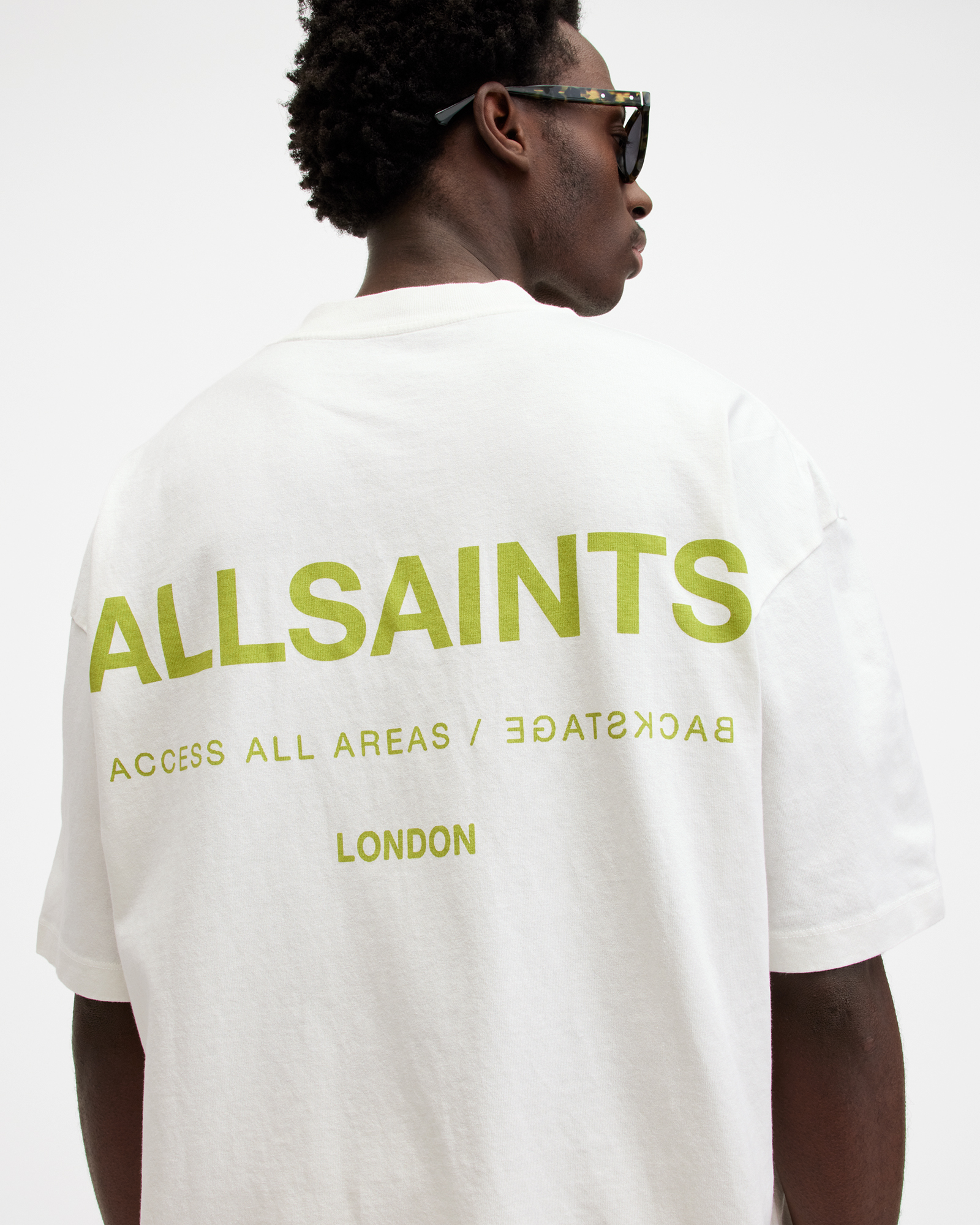 AllSaints Access Oversized Crew Neck T-Shirt,, ASHEN WHITE