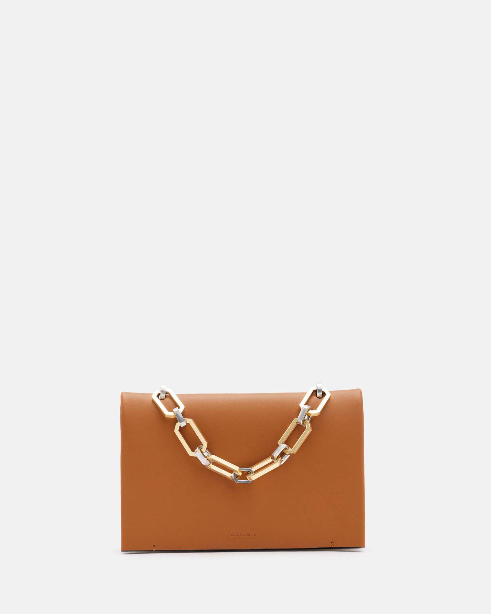 AllSaints Yua Leather Removable Chain Clutch Bag