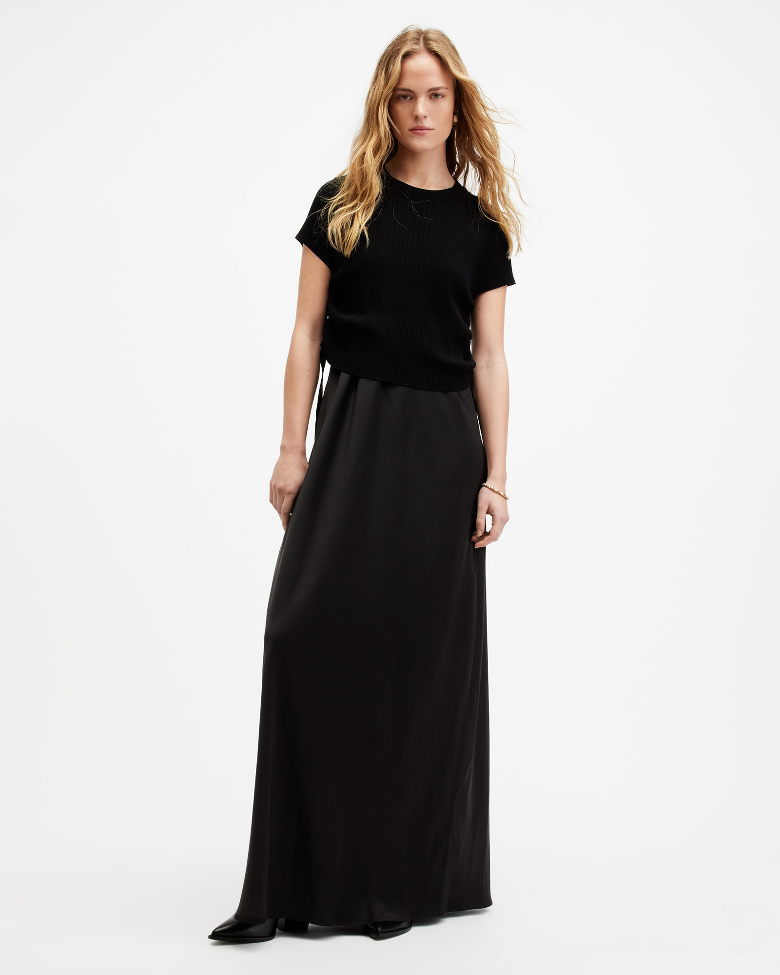 AllSaints Hayes 2-In-1 Maxi Dress,, Black
