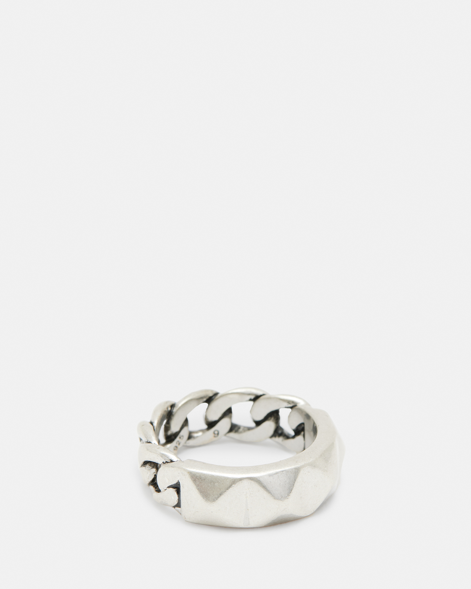AllSaints Pyramid Sterling Silver Chain Ring