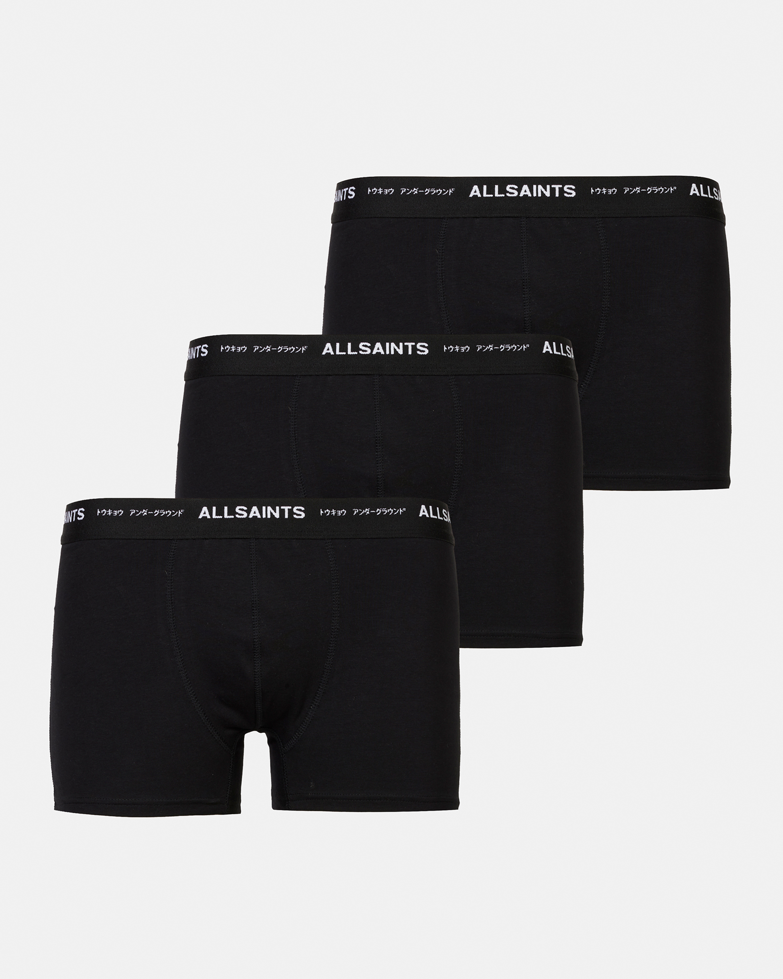 AllSaints Underground Logo Boxers 3 Pack,, BLACK/BLACK/BLACK
