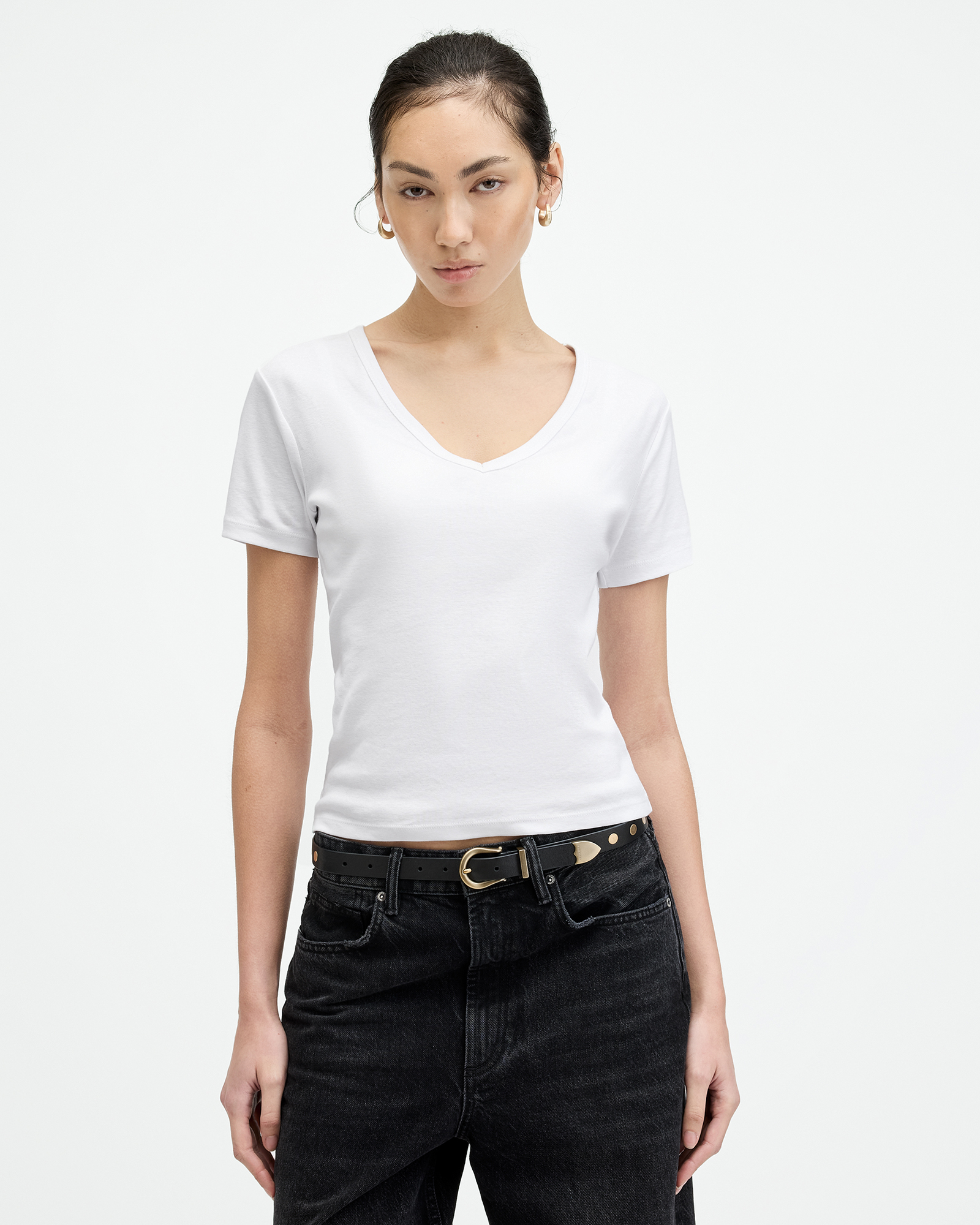 AllSaints Evie V-Neck Short Sleeve T-Shirt