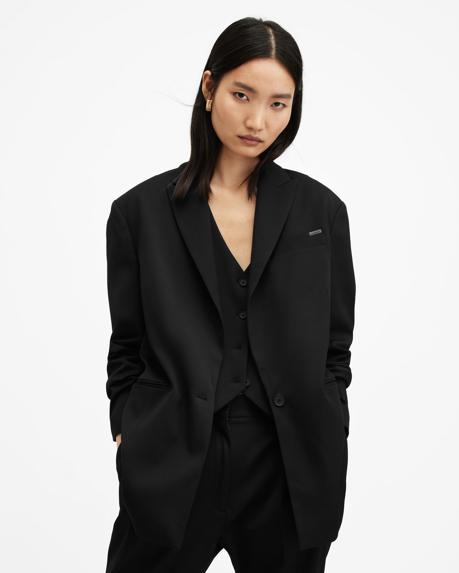AllSaints Nellie Single Breasted Relaxed Blazer,, Black