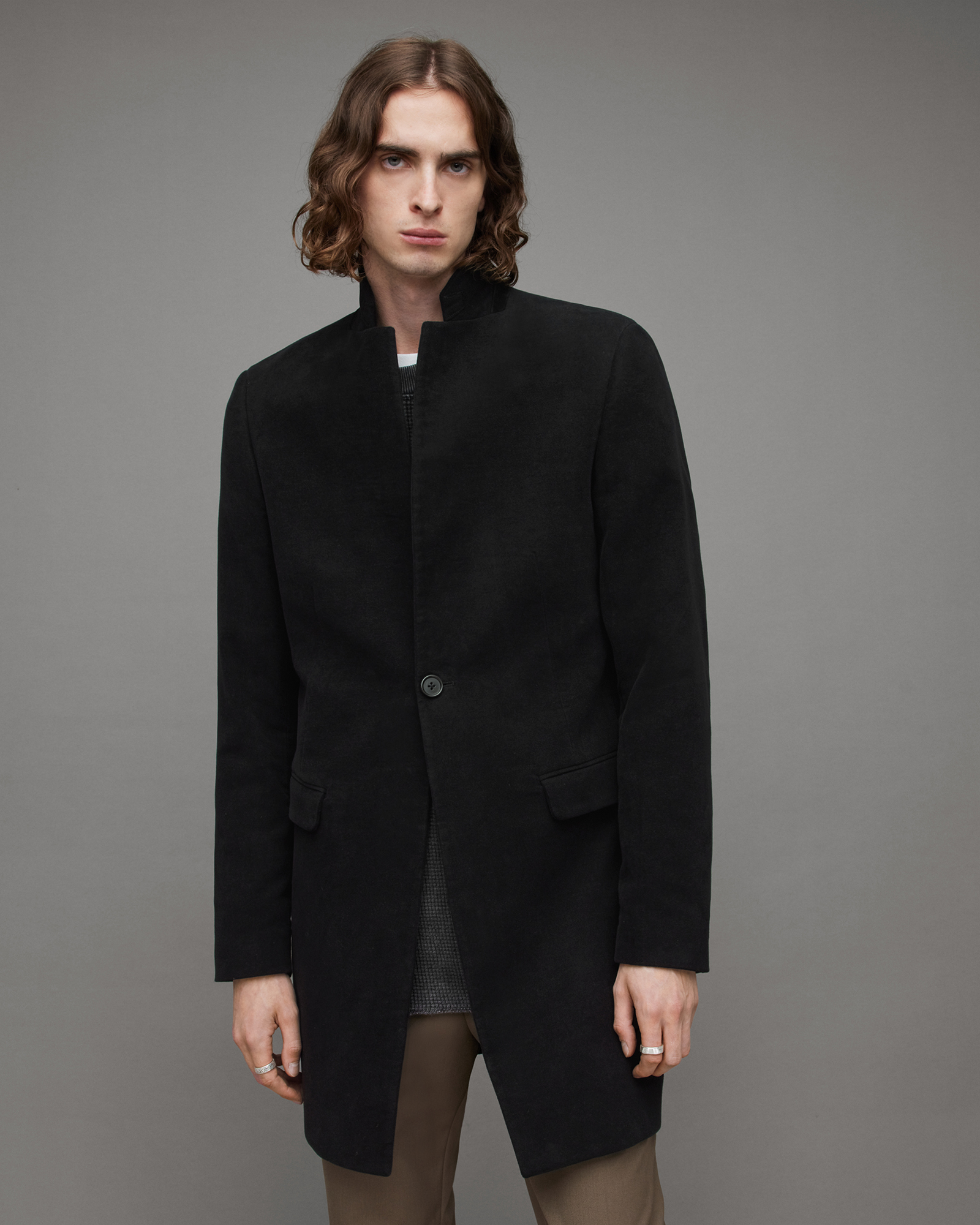 Ranger Brushed Cotton Slim Fit Coat Black | ALLSAINTS