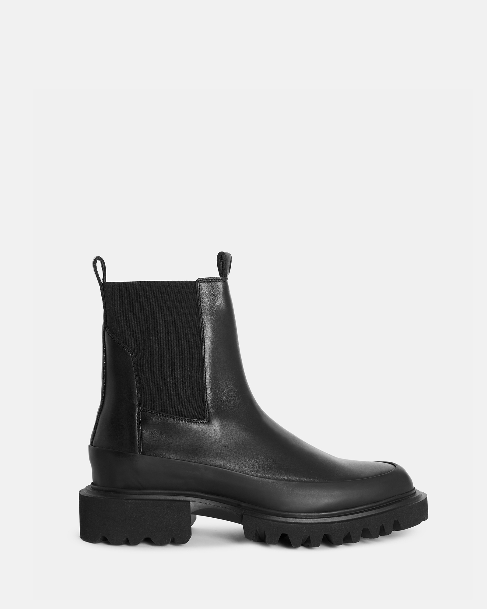 Harlee Chunky Leather Slip On Boots Black | ALLSAINTS
