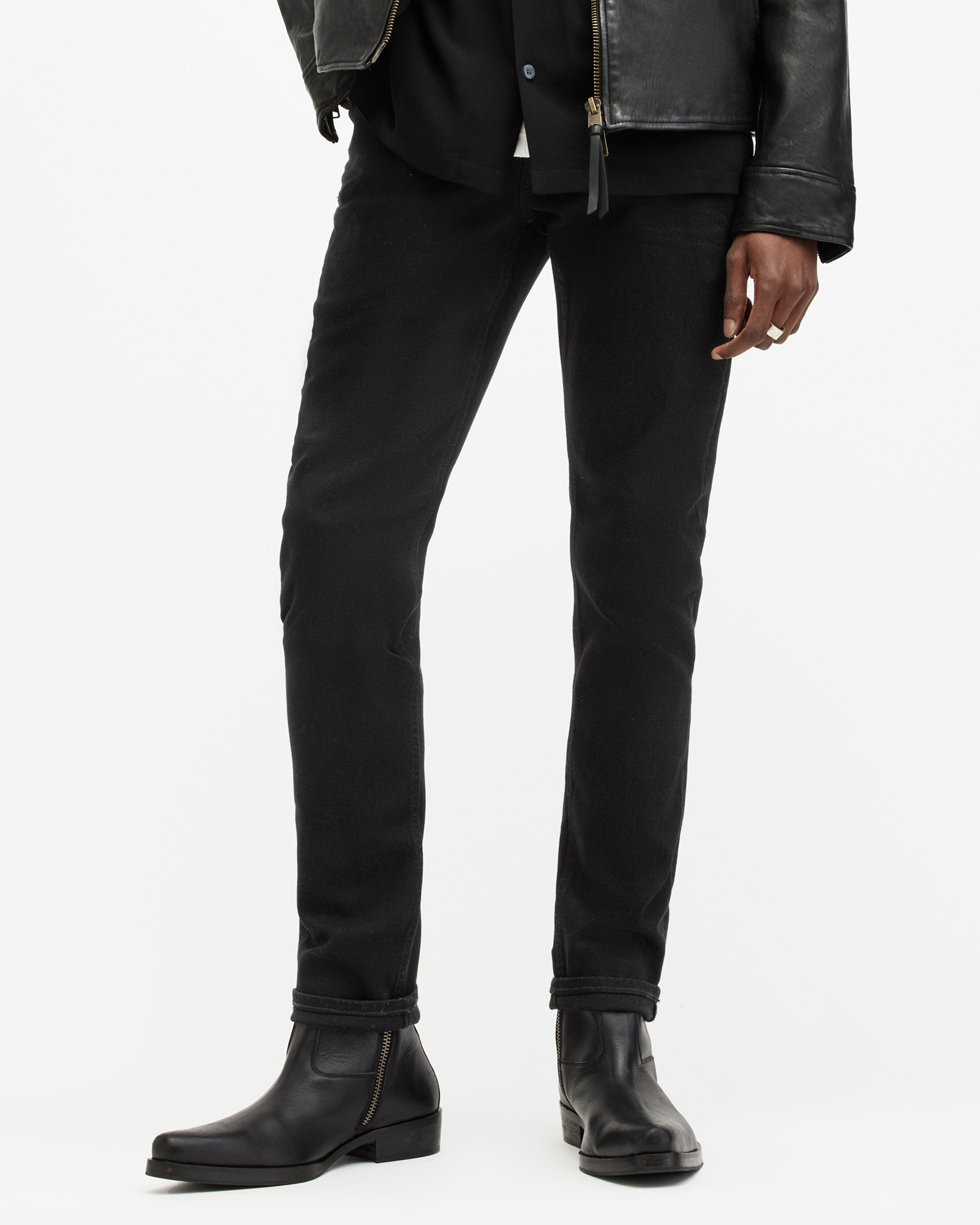 AllSaints Men's Cotton Traditional Rex Slim Jeans, Black, Size: 38/L30