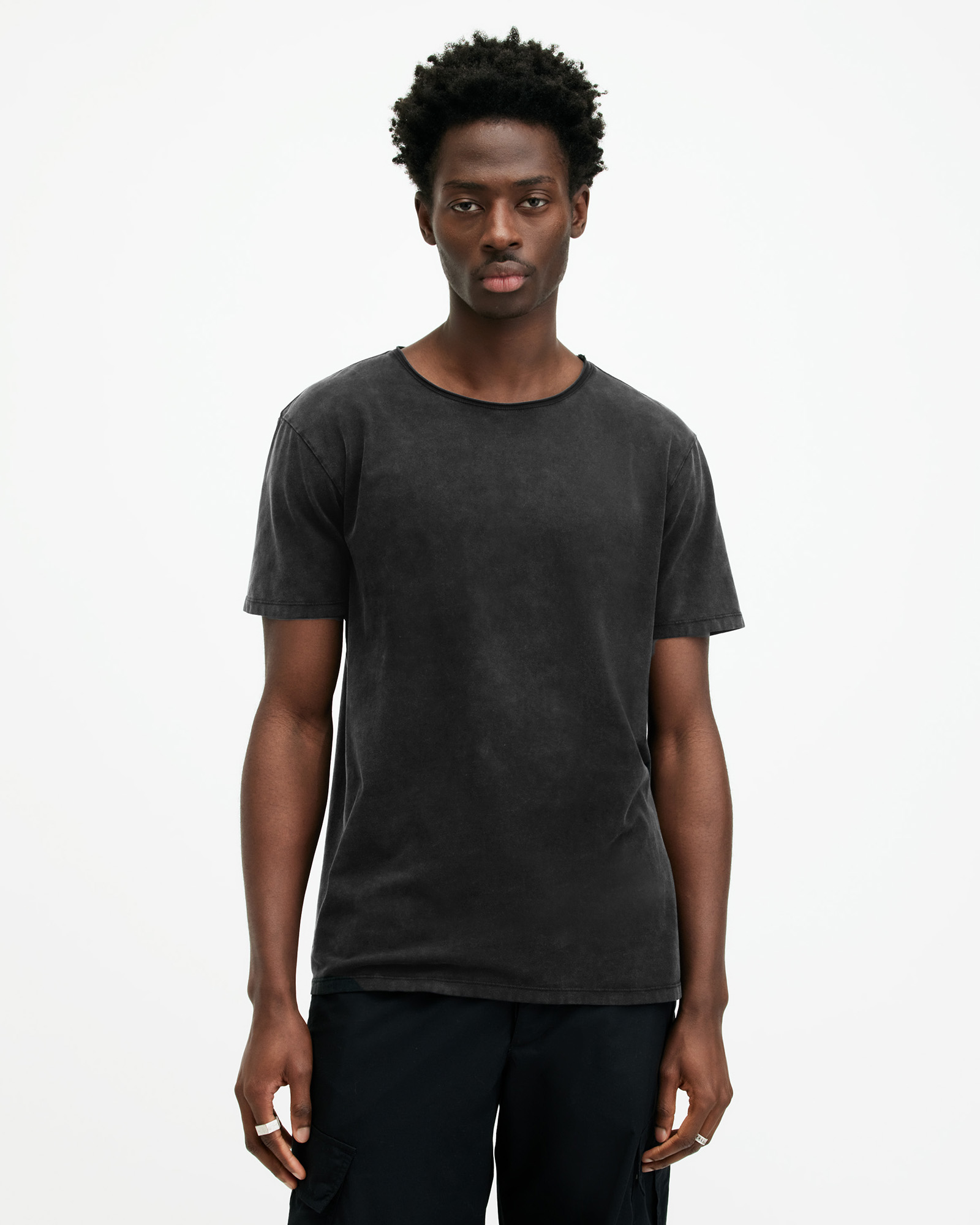 AllSaints Men's Bodega Crew T-Shirt, Washed Black, Size: XL