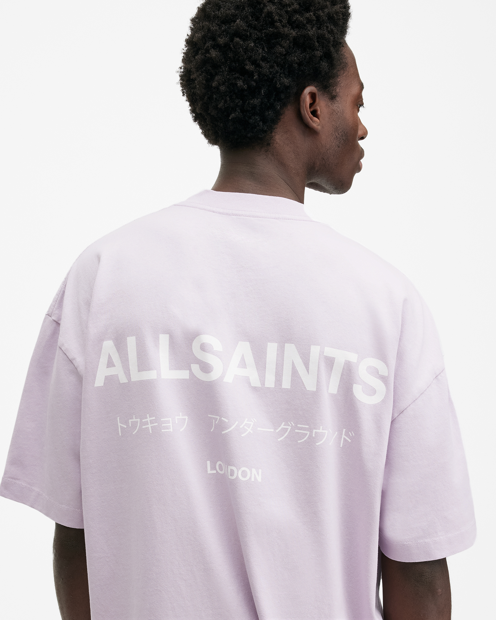 Allsaints Underground Oversized Crew Neck T-shirt In Purple