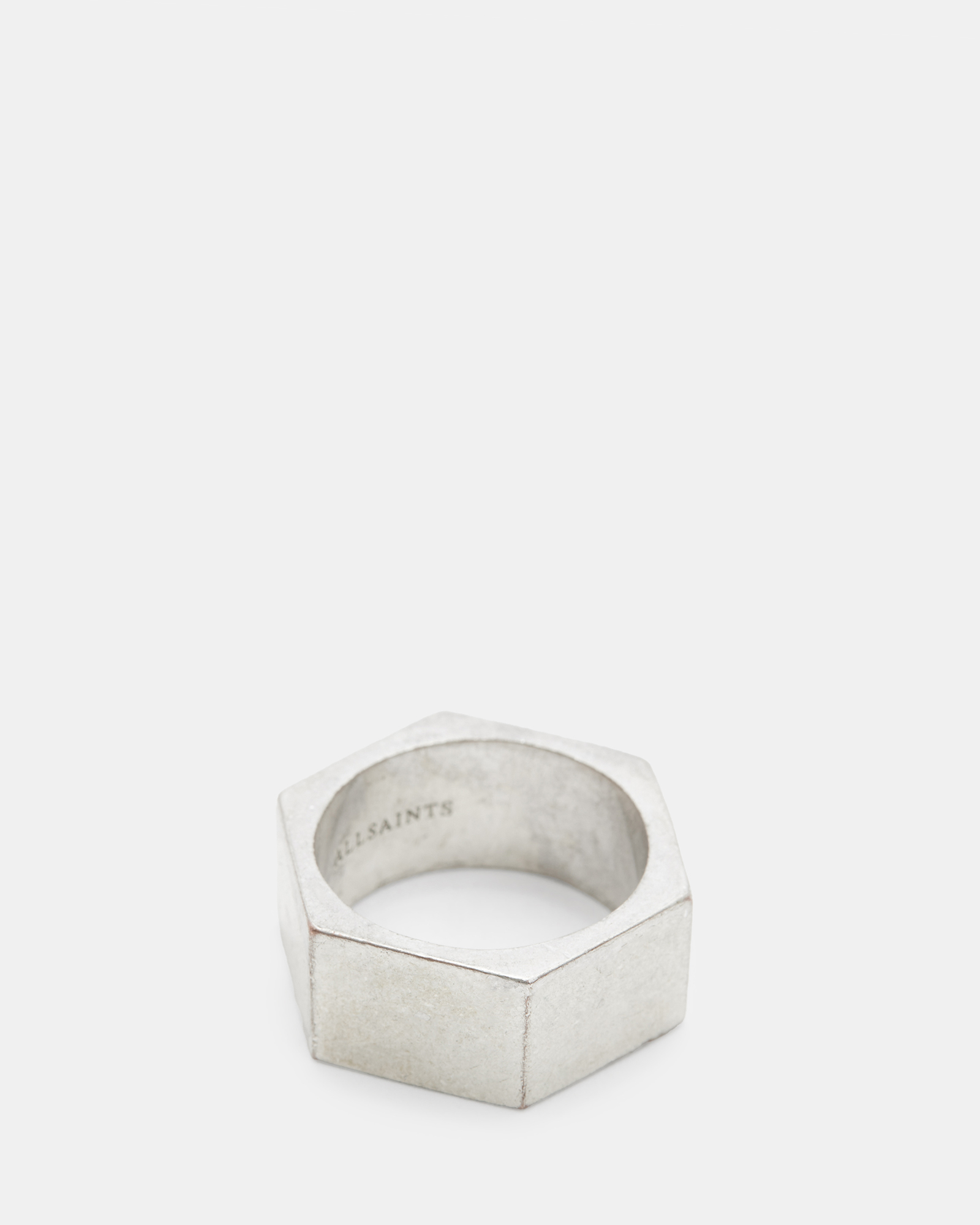 AllSaints Hex Sterling Silver Bolt Ring,, WARM SILVER
