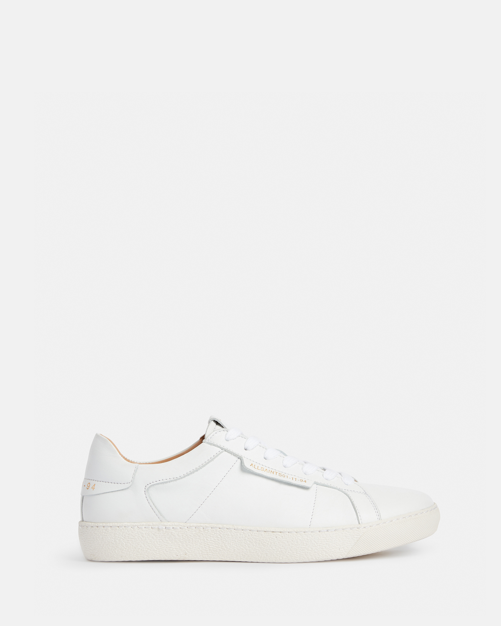 AllSaints Sheer Round Toe Leather Trainers,, White