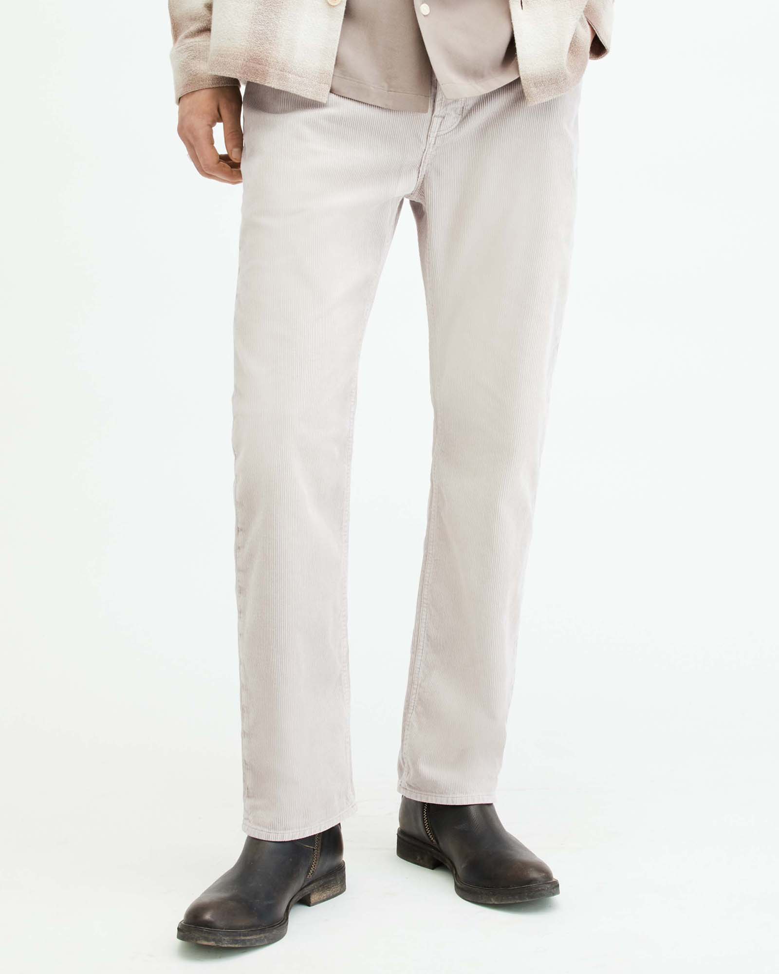 AllSaints Curtis Straight Fit Corduroy Jeans,, COOL GREY
