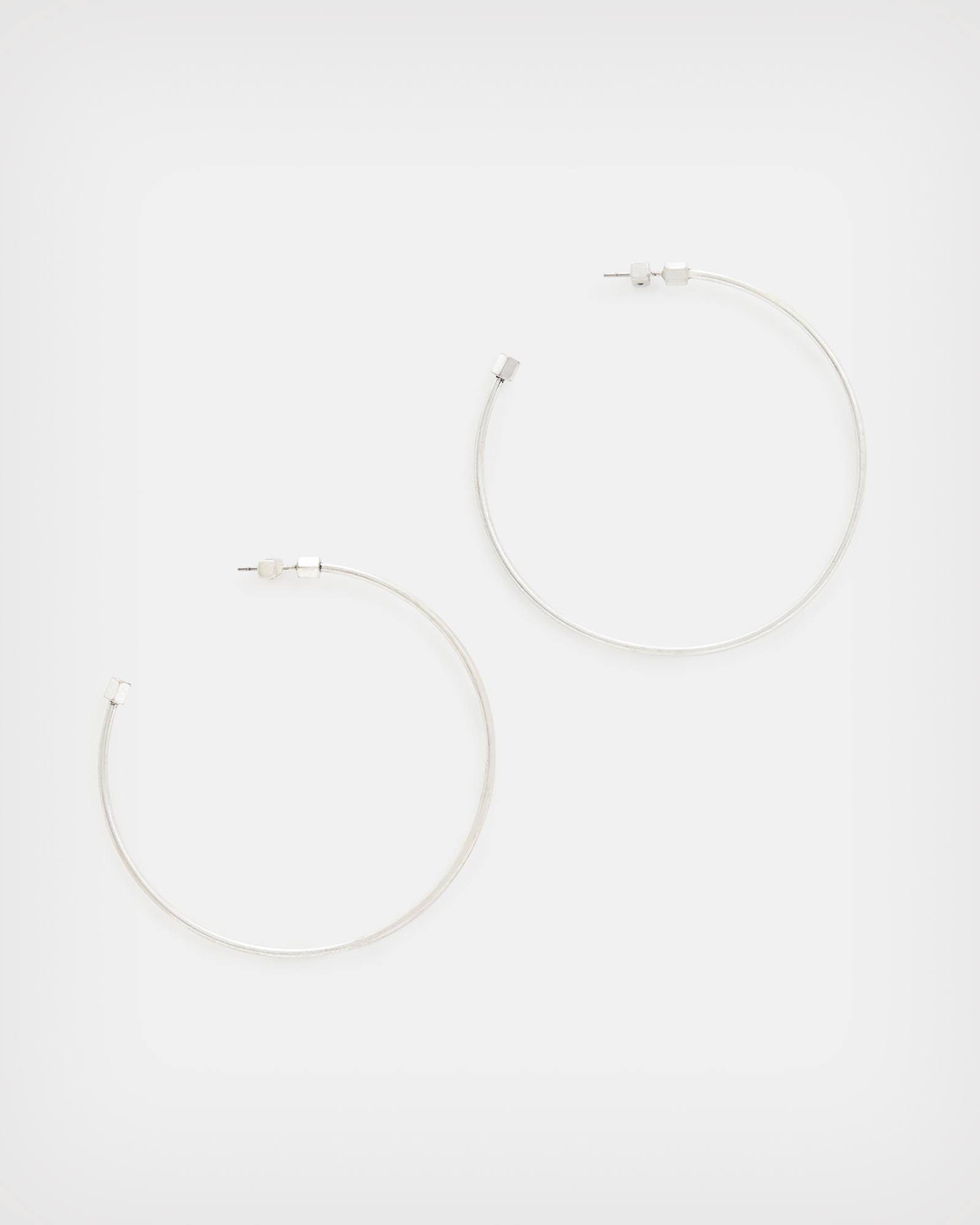 AllSaints Skinny Silver-Tone Hoop Earrings