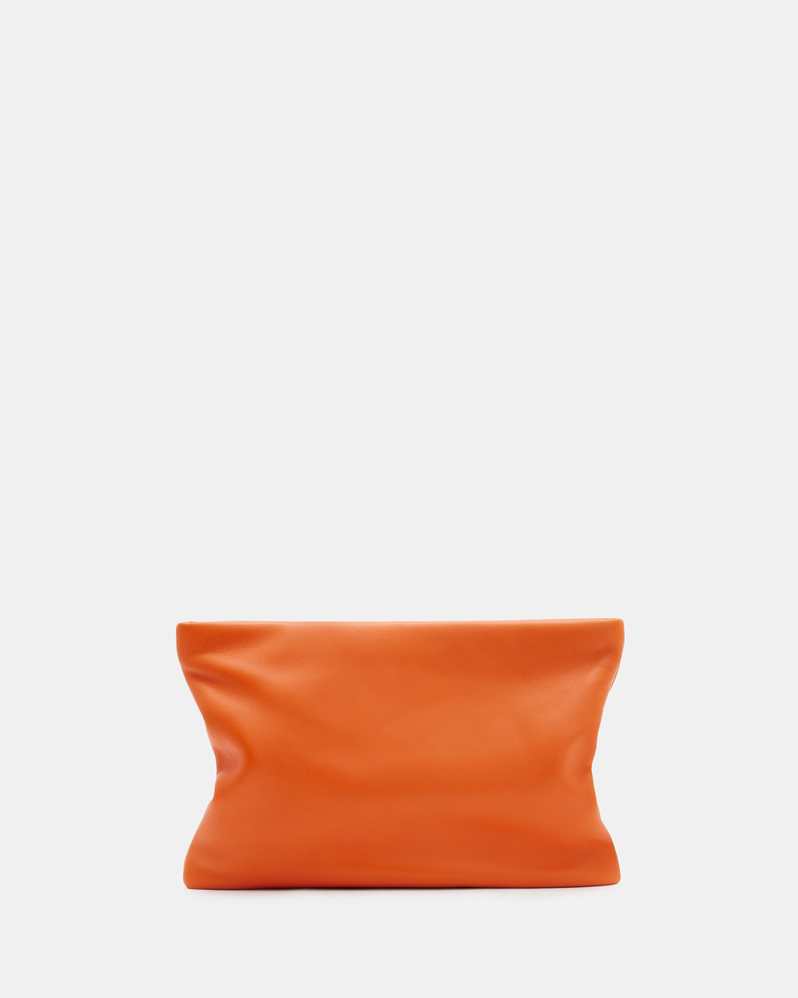 AllSaints Bettina Leather Clutch Bag,, PYROLE ORANGE