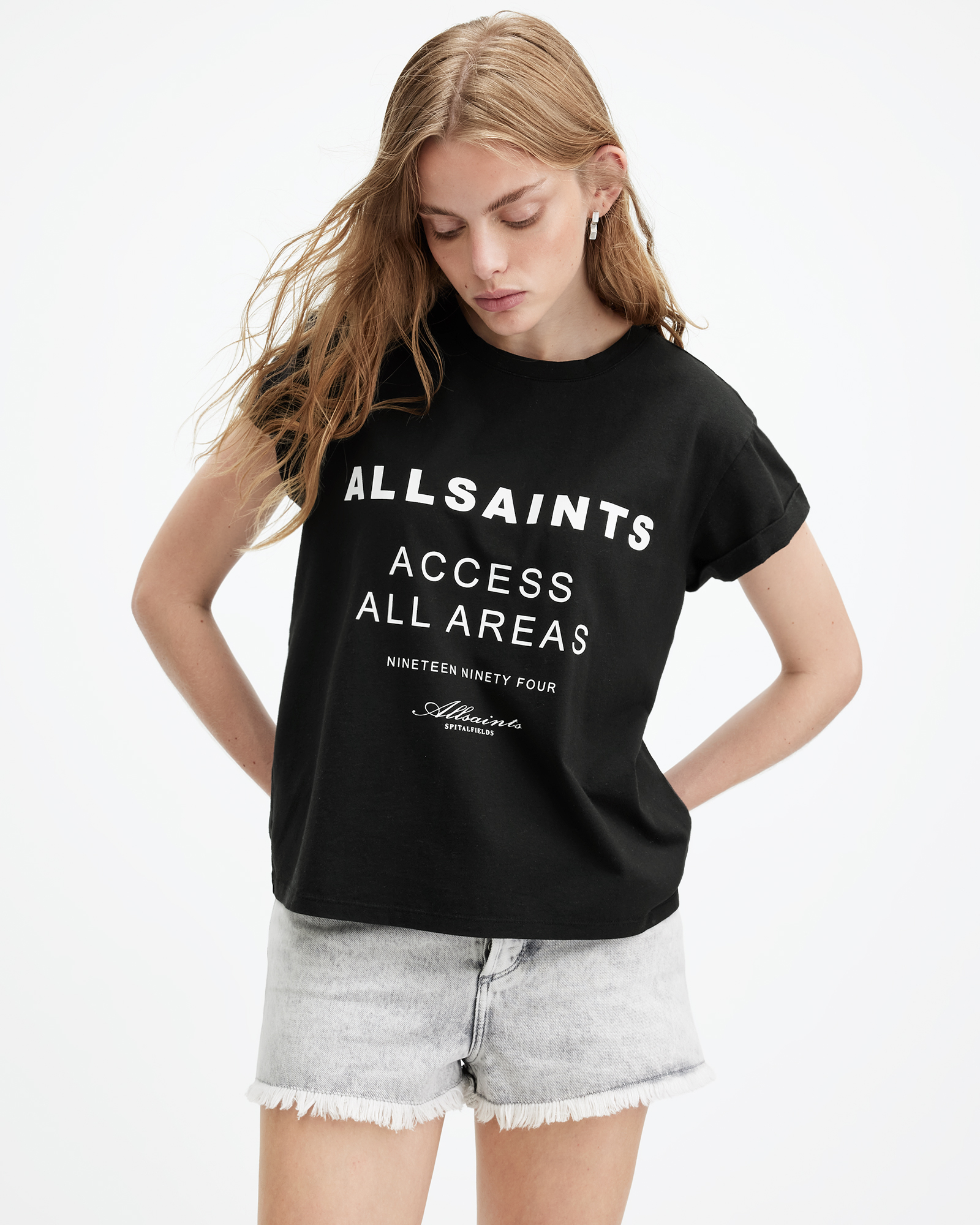 AllSaints Tour Anna Crew Neck Graphic T-Shirt,, Black
