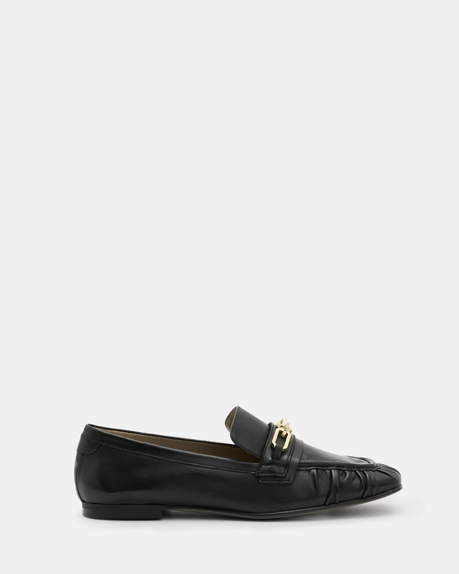 AllSaints Sapphire Leather Chain Loafer Shoes,, Black