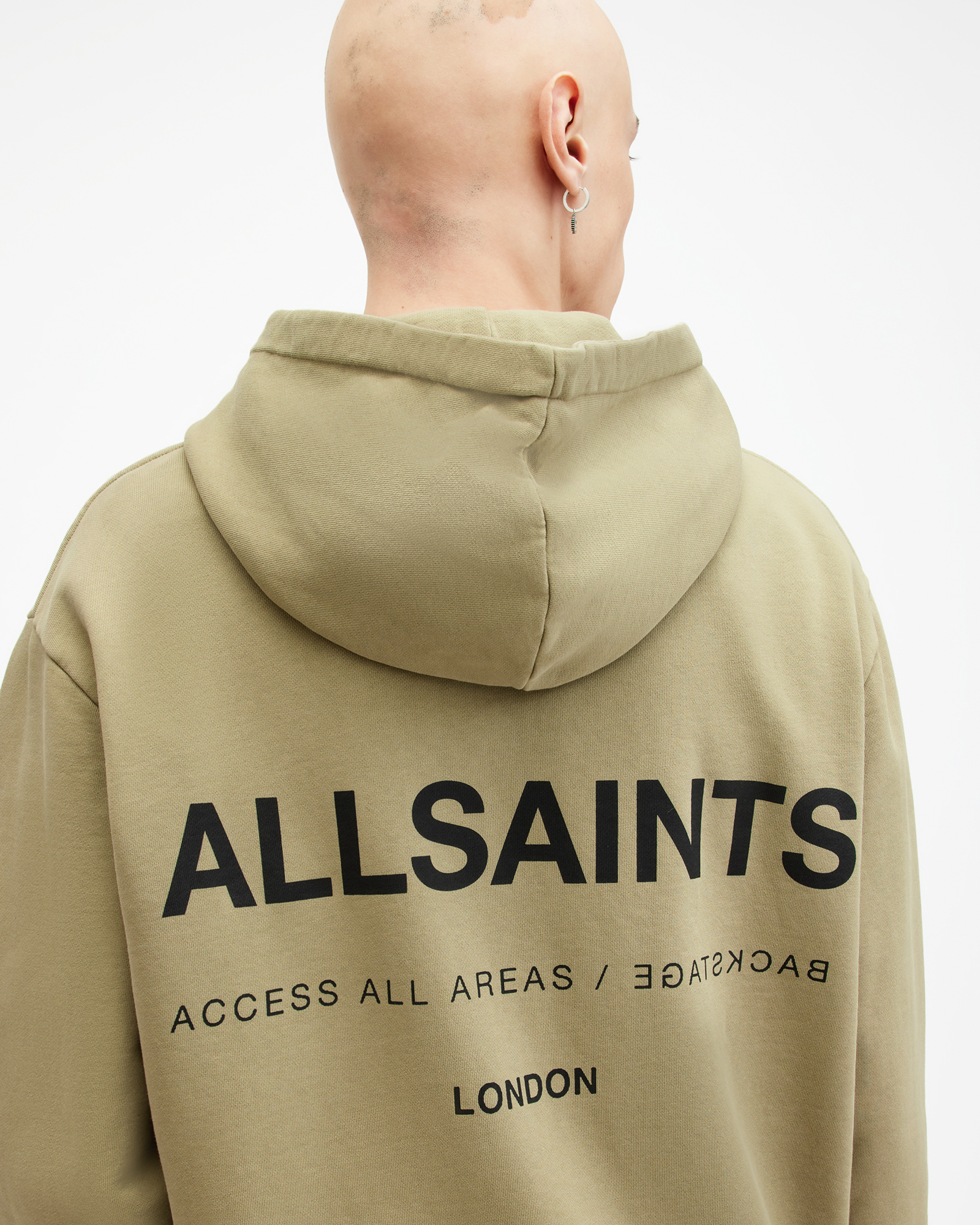 AllSaints Access Relaxed Fit Logo Hoodie,, HERB GREEN