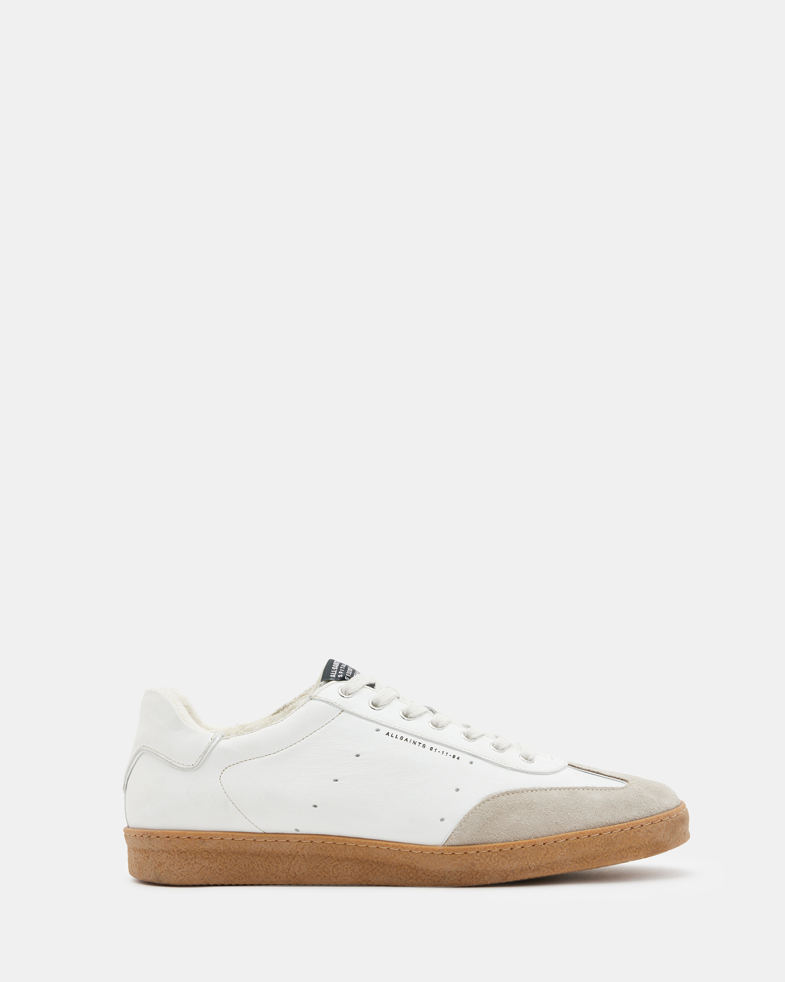 AllSaints Leo Low Top Leather Trainers,, WHITE/SAND