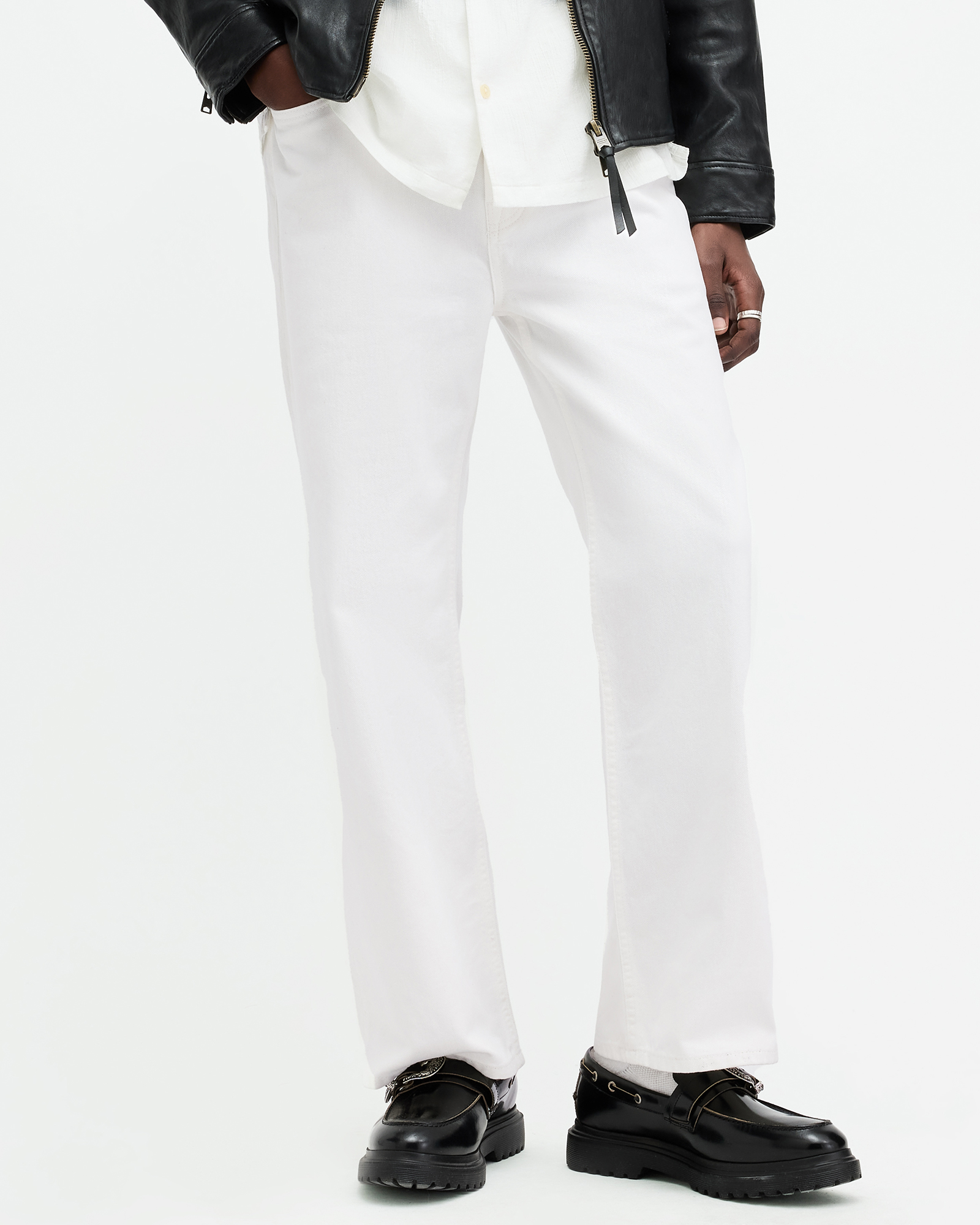 Shop Allsaints Lenny Loose Fit Wide Leg Denim Jeans In Off White