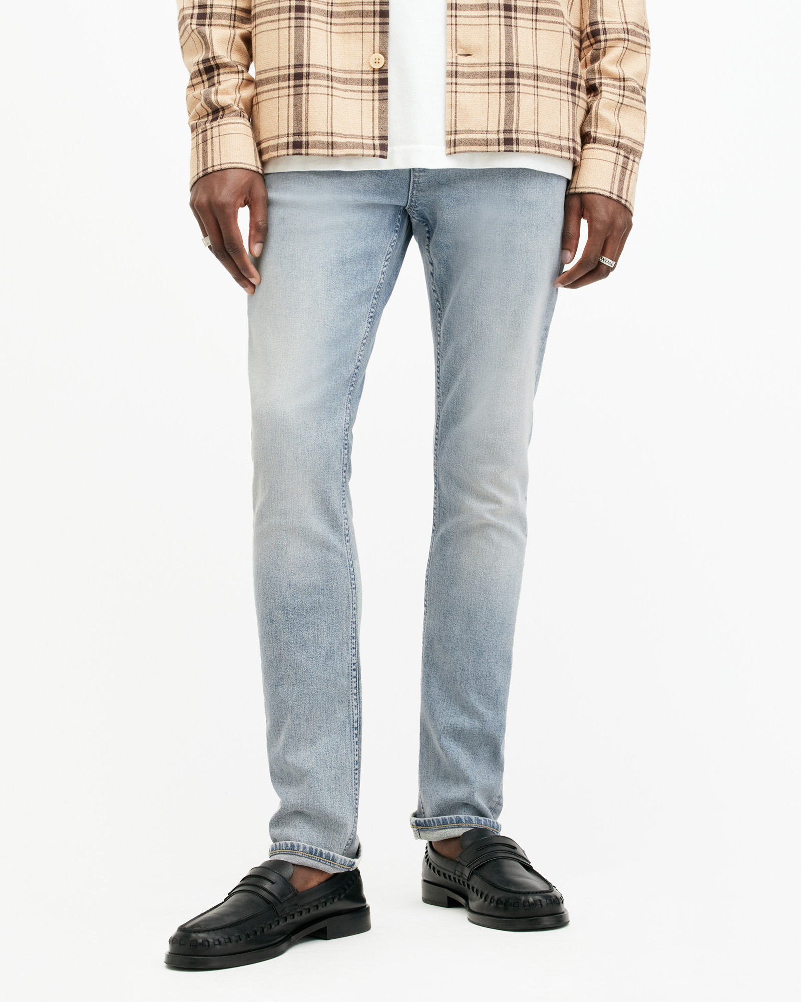 AllSaints Cigarette Skinny Fit Denim Jeans,, Indigo Blue, Size: