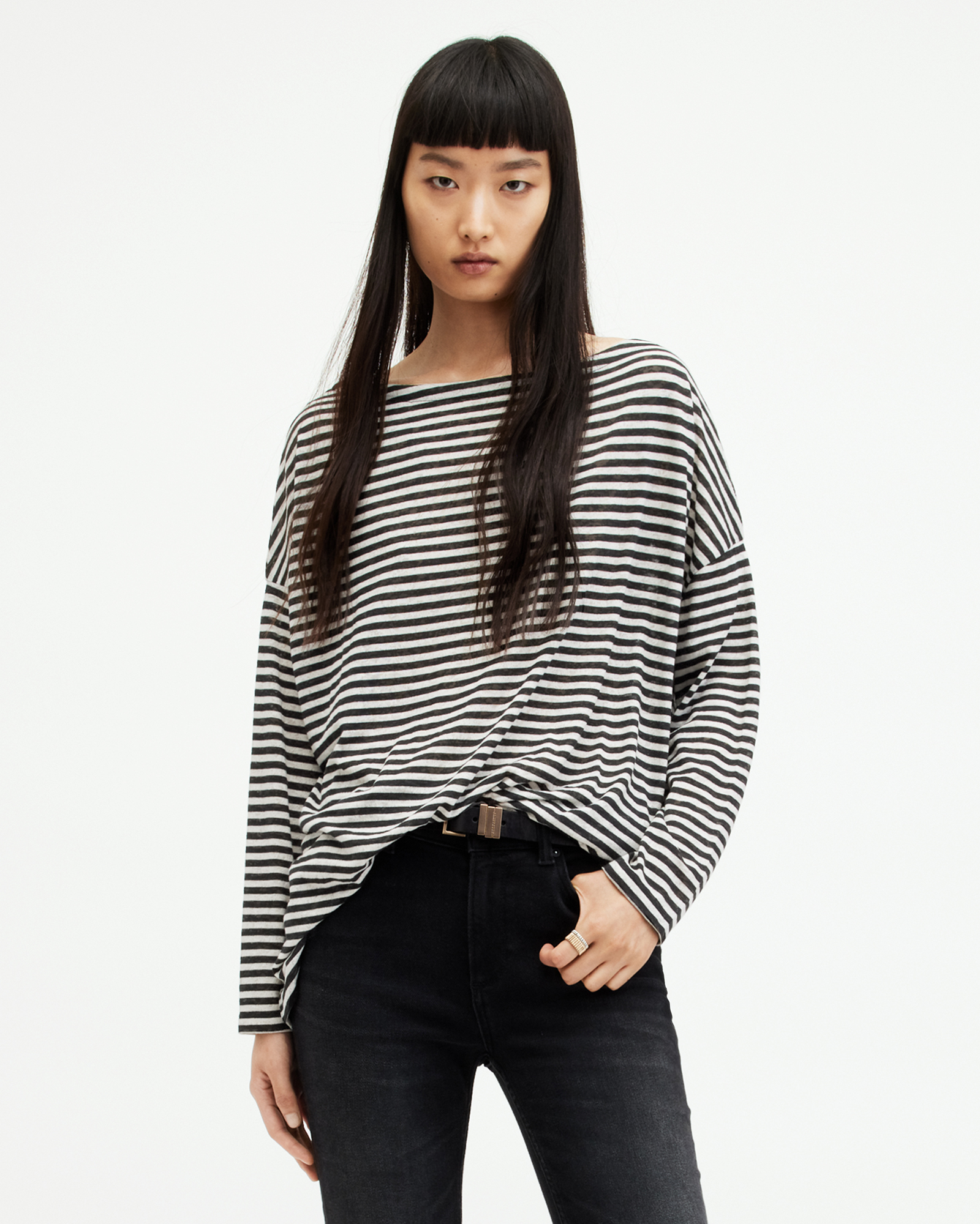 AllSaints Rita Oversized Striped T-Shirt