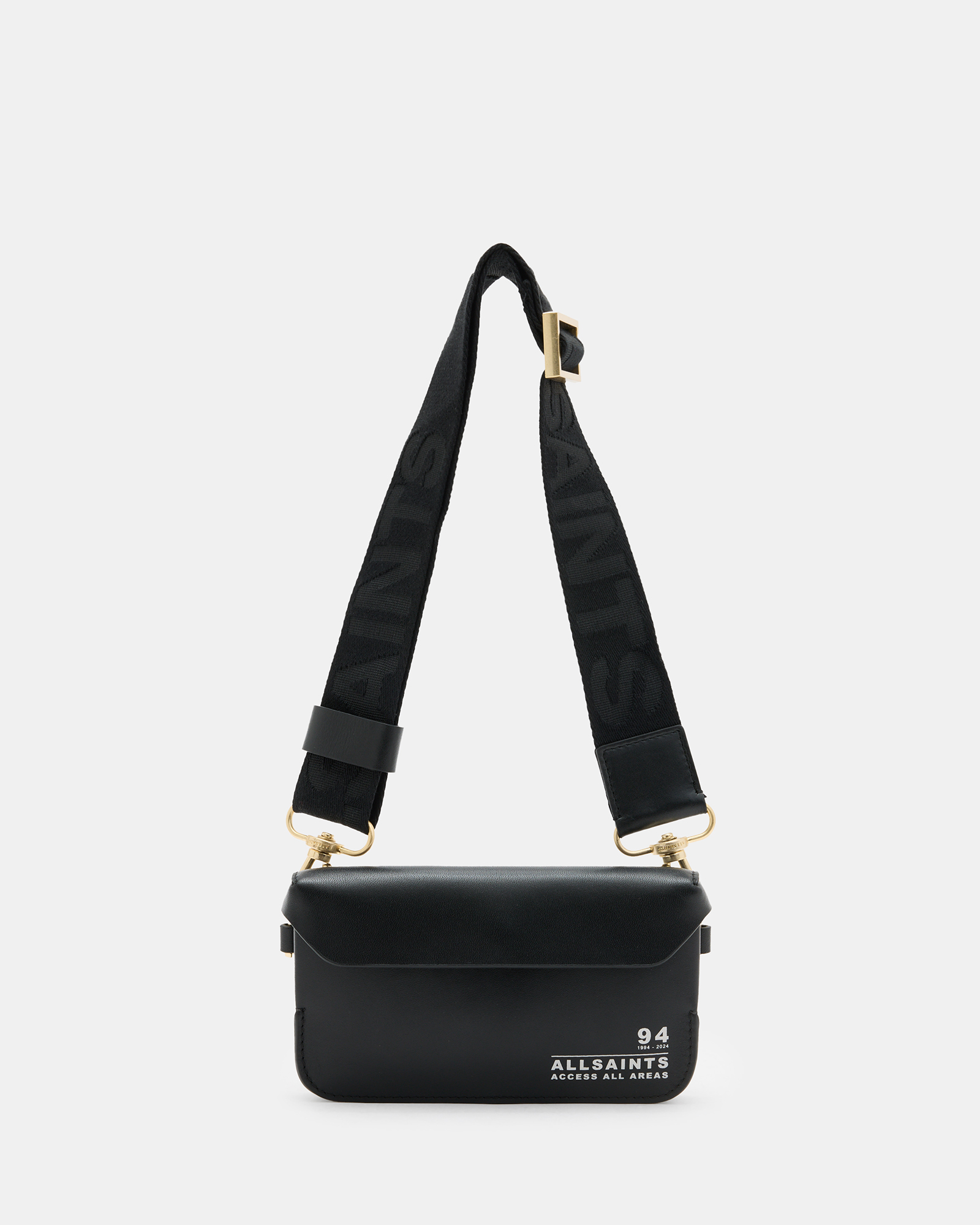 AllSaints Zoe Adjustable Logo Leather Crossbody Bag