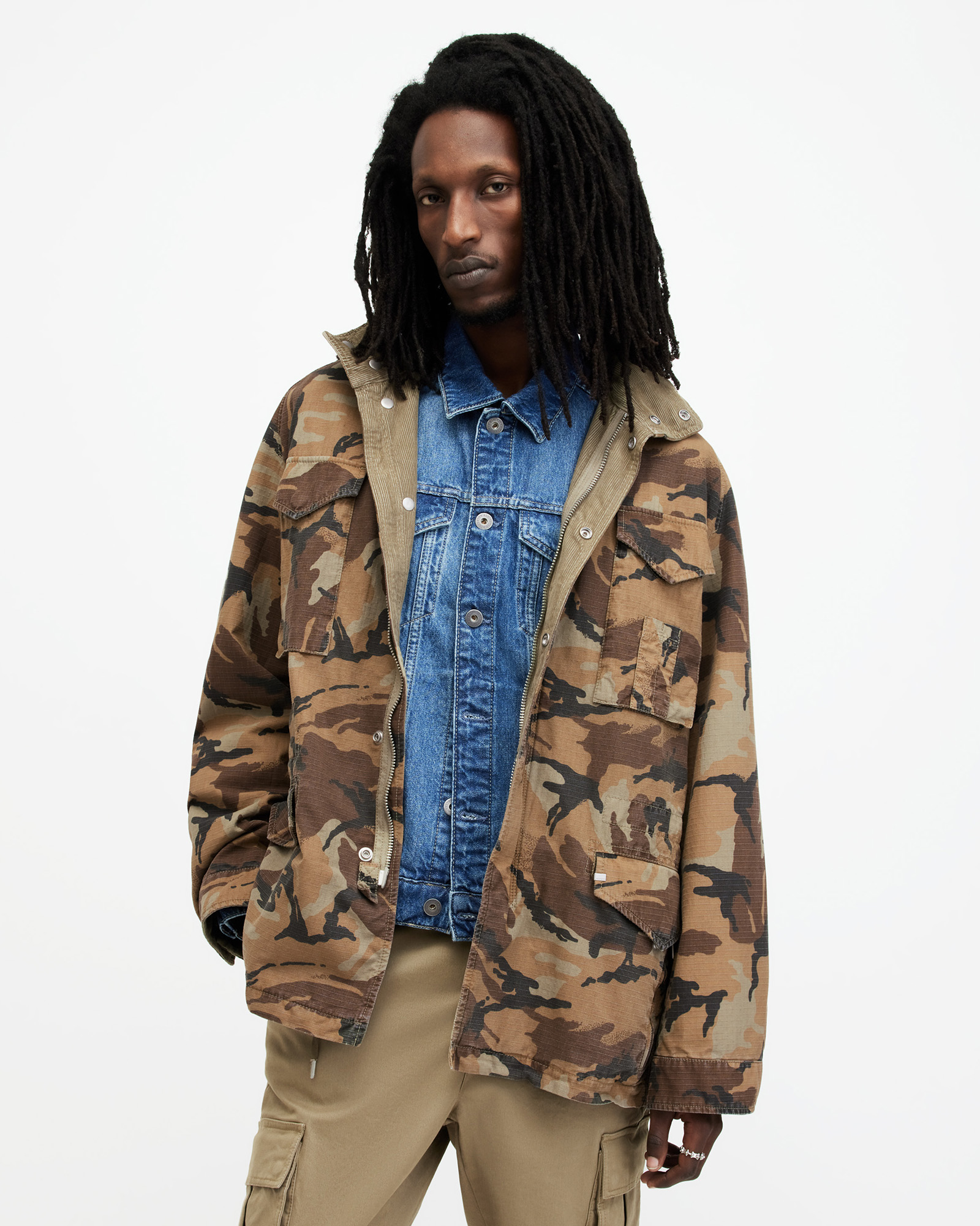 AllSaints Remo Relaxed Fit Camouflage Jacket