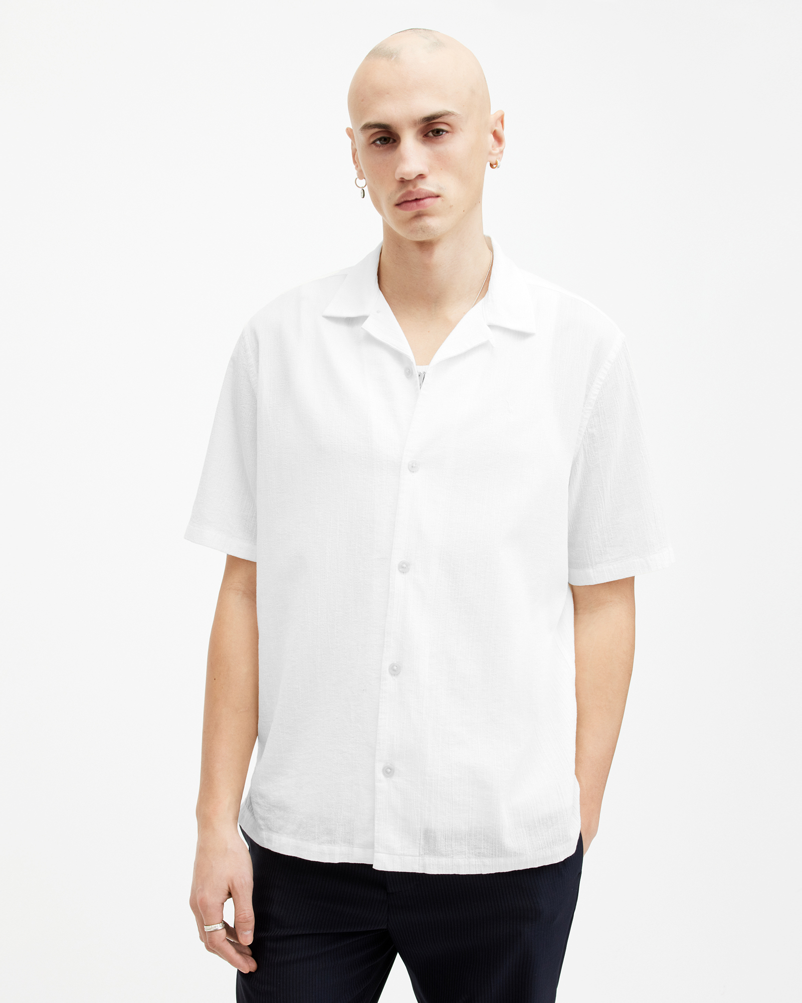 Shop Allsaints Valley Ramskull Relaxed Fit Shirt In White