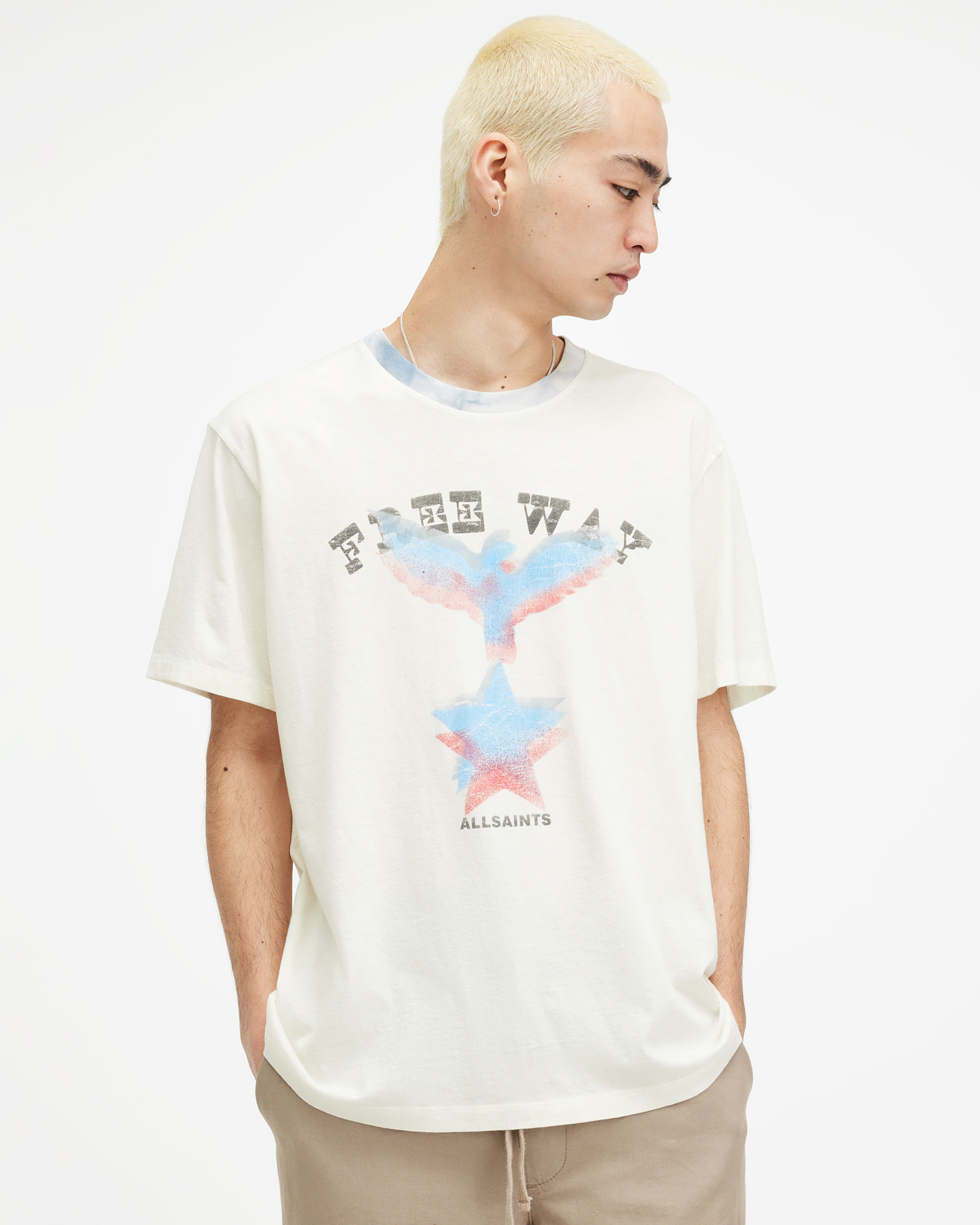 AllSaints Indy Relaxed Fit Crew Neck T-Shirt,, CALA WHITE